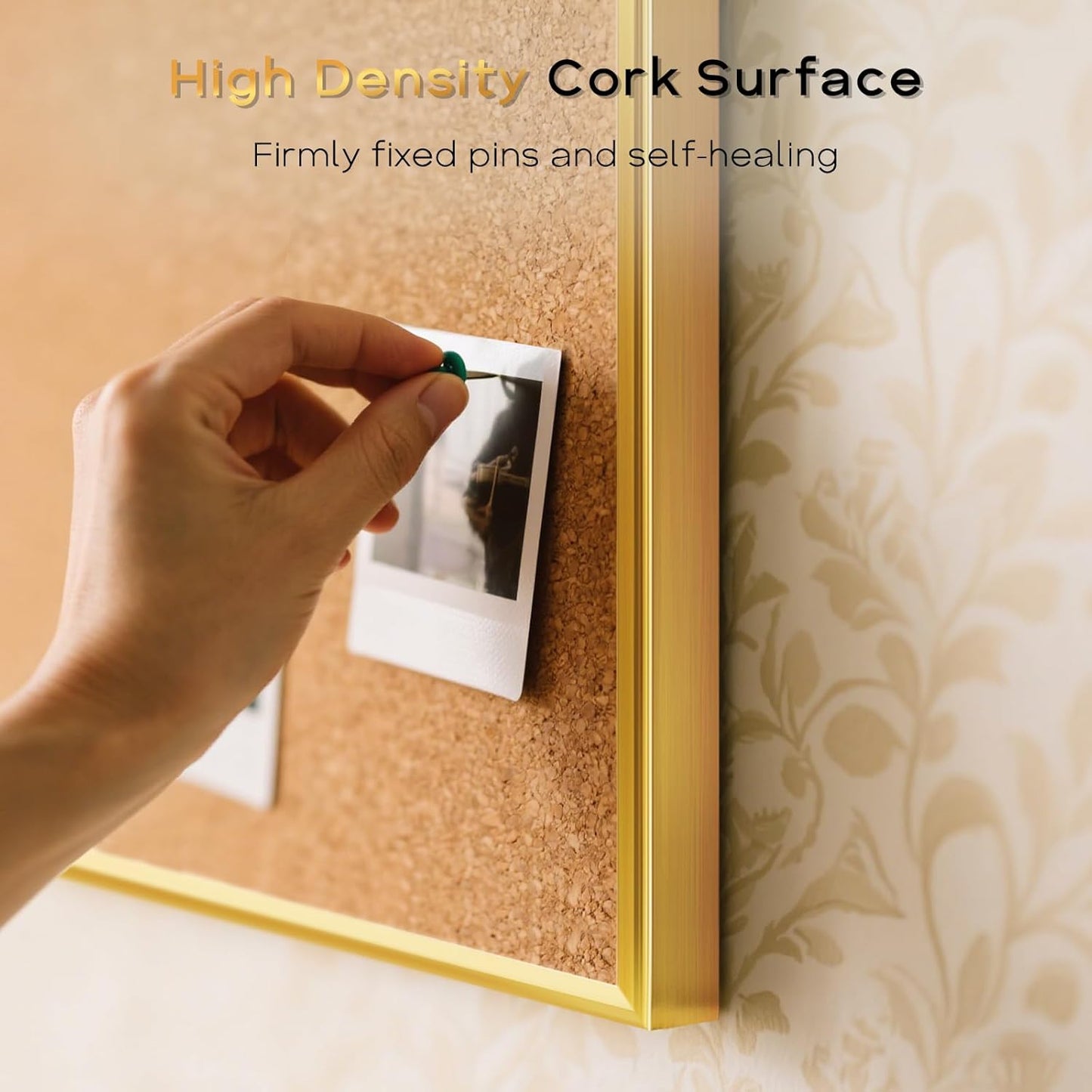 White Board Cork Board Combo, 24'' x 18'' Magnetic Dry Erase Board and Bulletin Board, Gold Aluminum Frame Vision Board Message Board for Home Office School Dorm