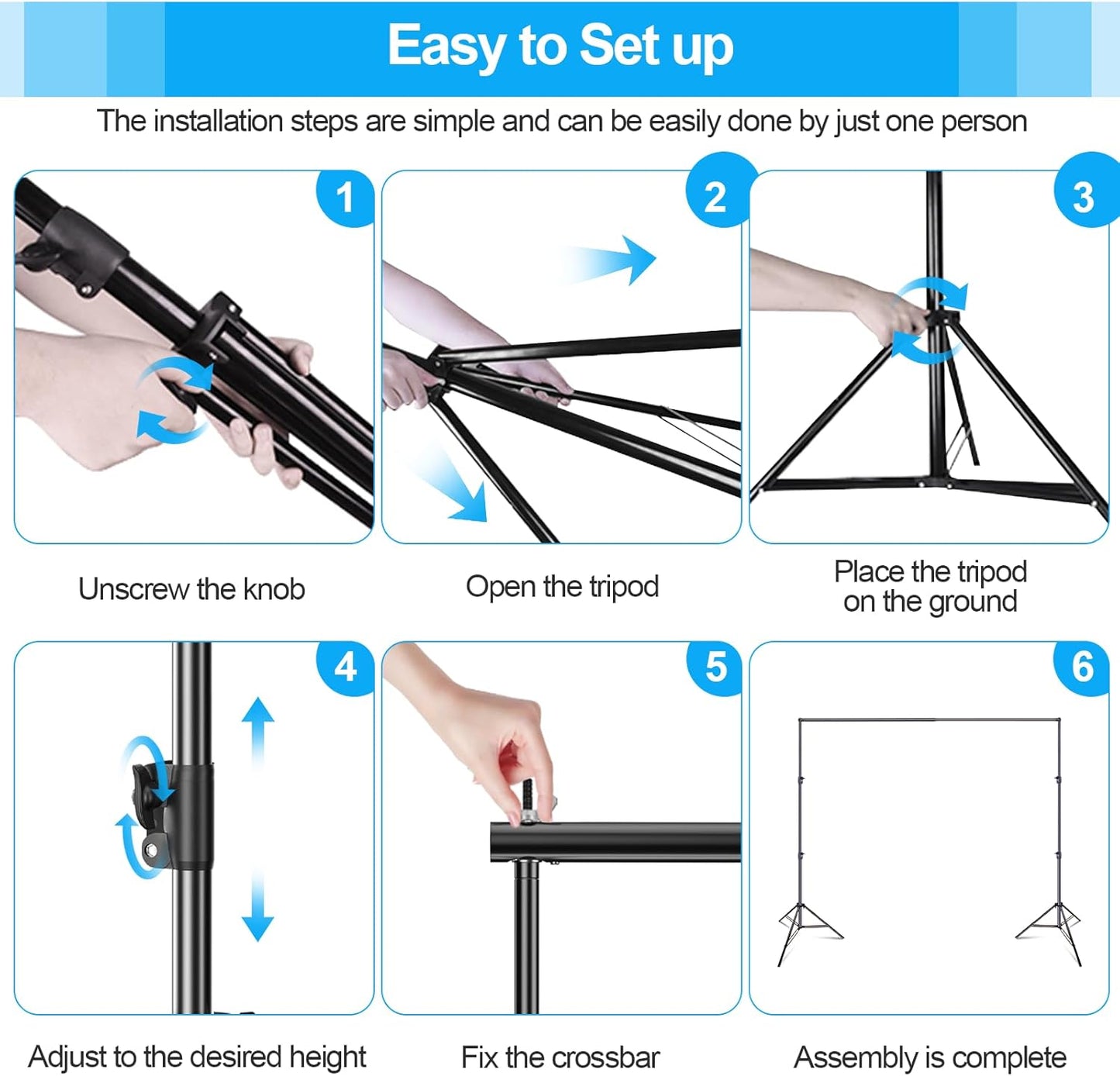 EMART 10 x 10 ft Photo Video Studio Heavy Duty Adjustable Backdrop Support System Kit, Muslin Background Stand with Carry Bag