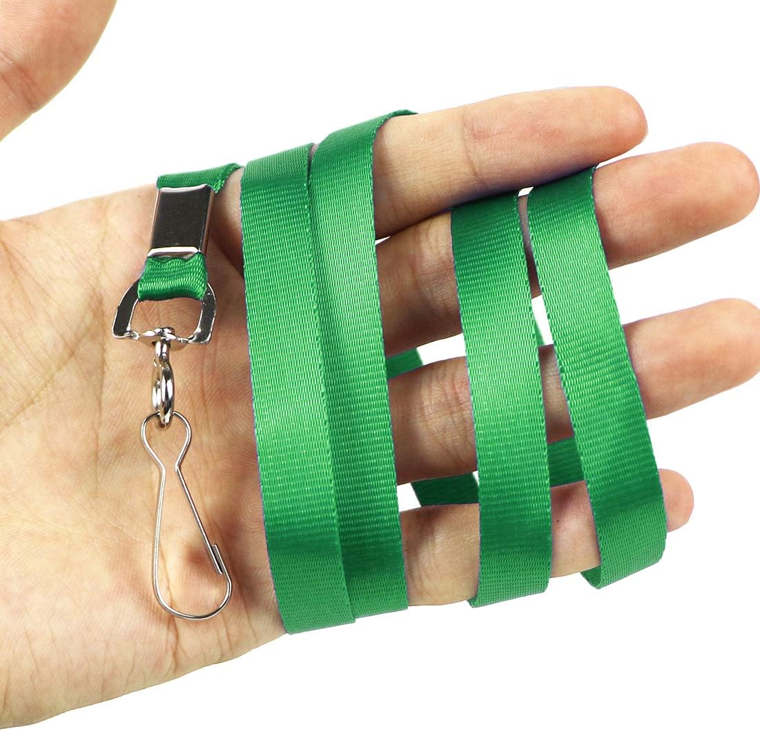 Bird Fiy Green Bulk Lanyards for Id Badges Nylon Neck Flat Lanyard for ID Name Badge Holder/Name Tag (Green, 50Pcs)