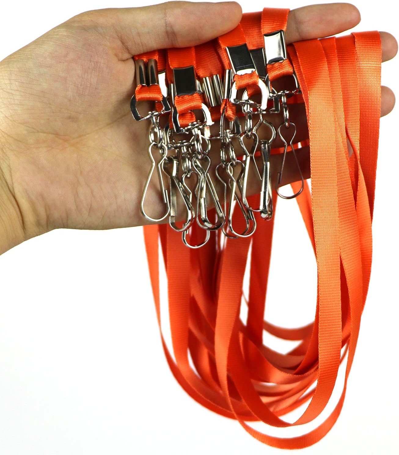 Bulk Lanyards Premium Cruise Lanyard Nylon Badge Lanyards for Id Holder Perfect for Office, Kids, Teachers (Orange, 100Pack)