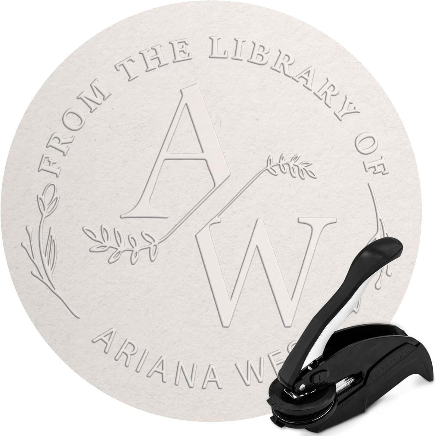 Custom Library Embosser - Style 103 - Embosser, Wood Stamp or Self Inking Stamp - Book Embosser Includes 50 Gold Seals - Custom Stamp Seal from The Library of