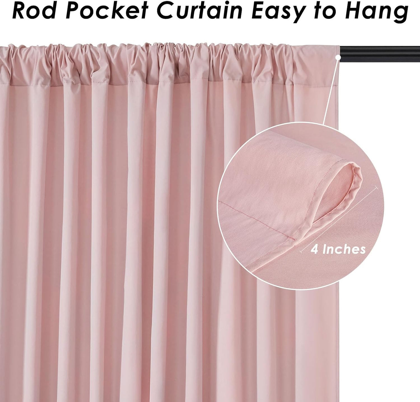 Dusty Rose Polyester Backdrop Curtains: 20 ft x 10 ft Photography Backdrop Drapes - Baby Shower Birthday Party Decorations 4 Panels 5ft x 10ft