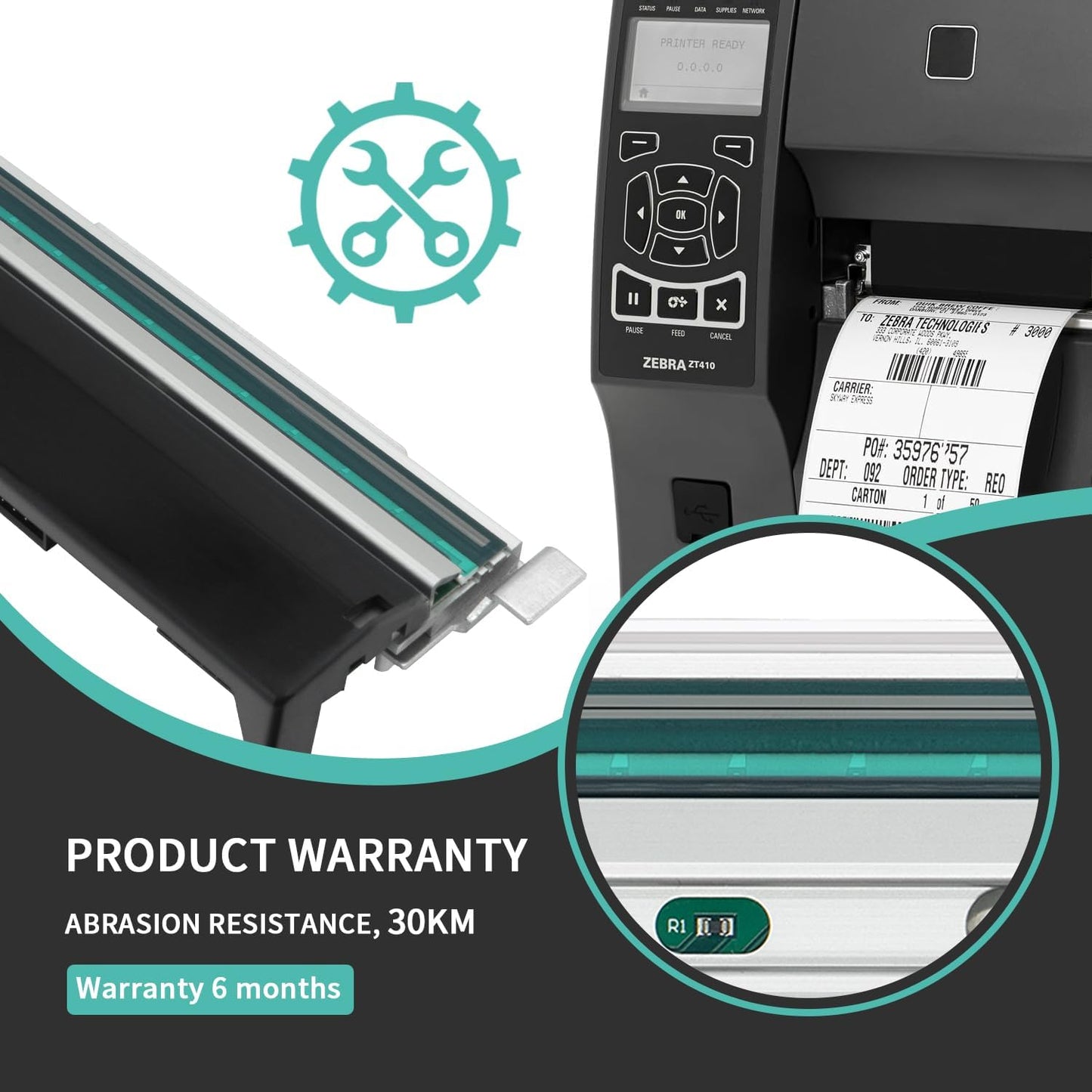 300DPI Thermal Printhead Replacement for Zebra ZT410/ZT411 Printers - Part P1058930-010 | Enhanced Durability & Precision Printing