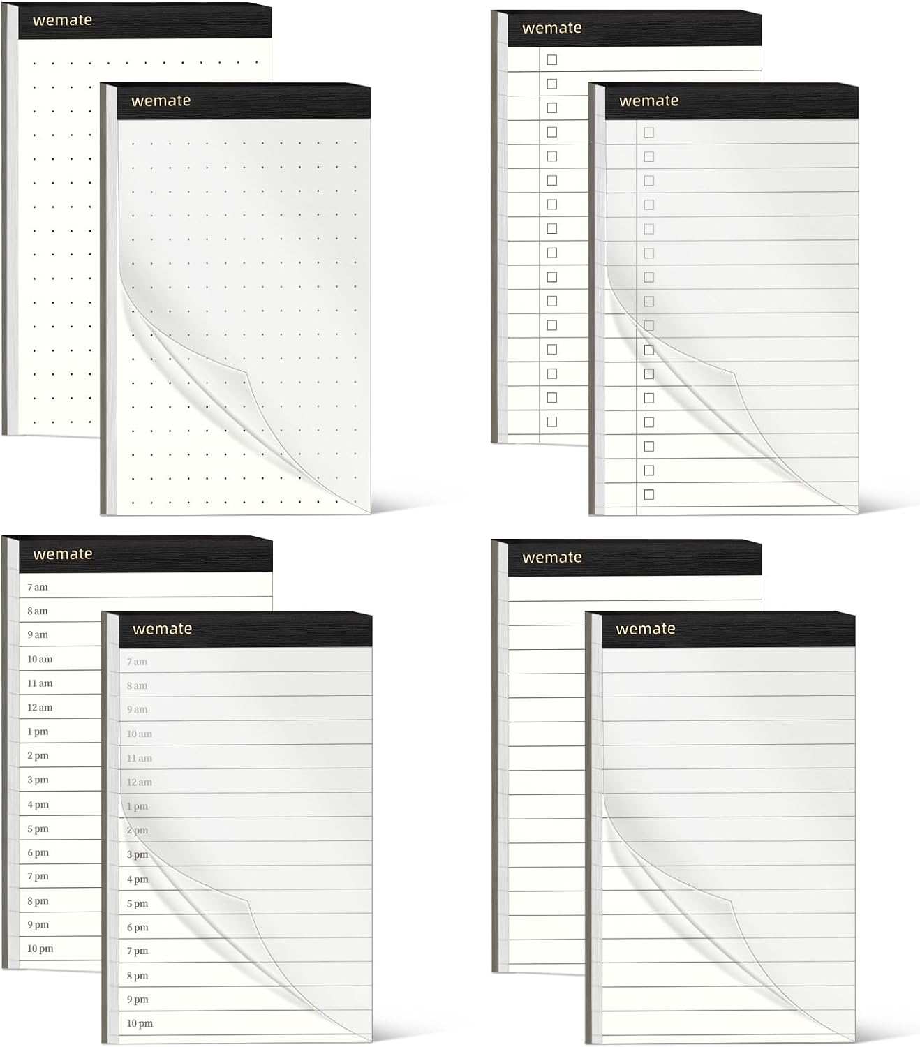 WEMATE Fathers Day 8Pcs Note Pads, Legal Pads 3.5 x 5, Time Schedule, Lined Notepad, To Do List, and Dotted Notepad, Paper Pads,Notebook Paper Writing Pads for School Office (8 Pack of 30)