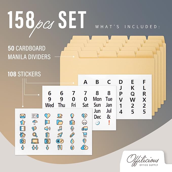 Index Card Dividers 5x8" — 50 Pcs of Cardboard Alphabet Dividers - Image 2