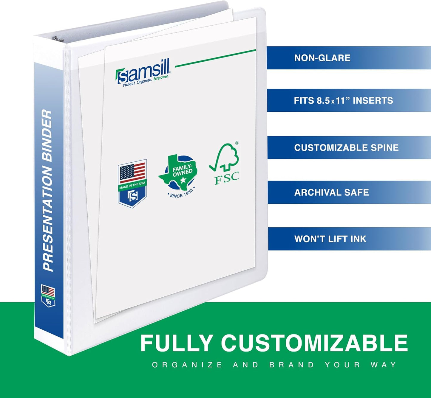Samsill 2 Inch 3 Ring Binders, Made in USA, Economy Round Ring, Clear View Cover, 425 Sheet Capacity - for School, Home, Office - White, 4 Pack