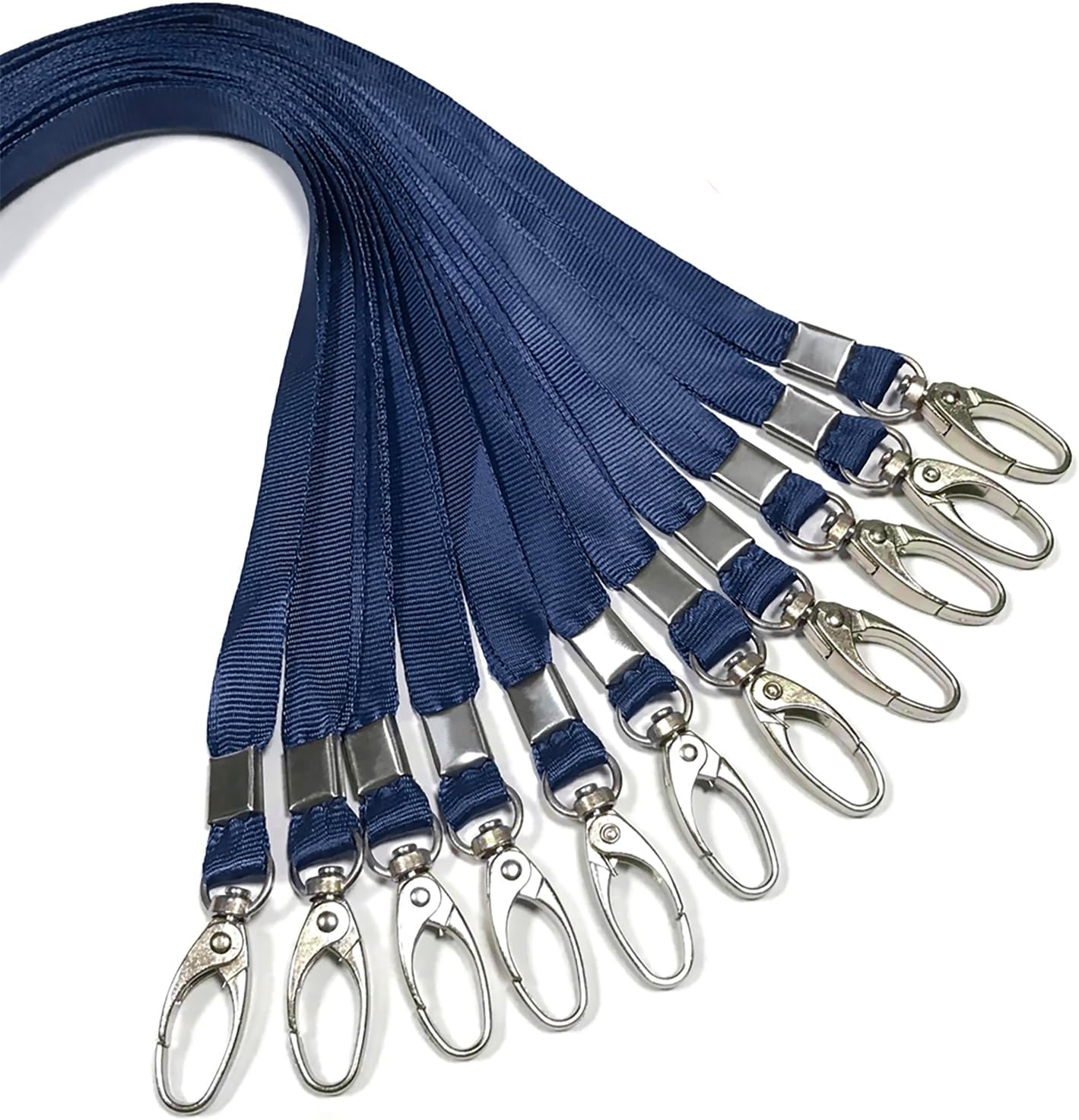 50 Pcs Lanyards Navy Blue Lanyard for Id Badges Nylon Lanyard Bulk Clip Swivel Hook for Office Id Badges Key Chains