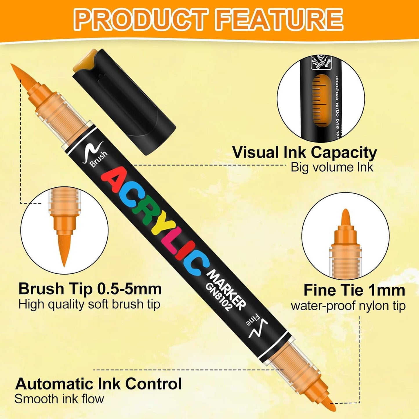 84 Colors Dual Tip Acrylic Paint Pens, 0.5-5MM Brush Tip & 1 MM Fine Tip Acrylic Paint Markers for Stone, Glass, Canvas, Rocks, Wood & More – Vibrant paint Markers and PAINT PENS for Crafting & DIY