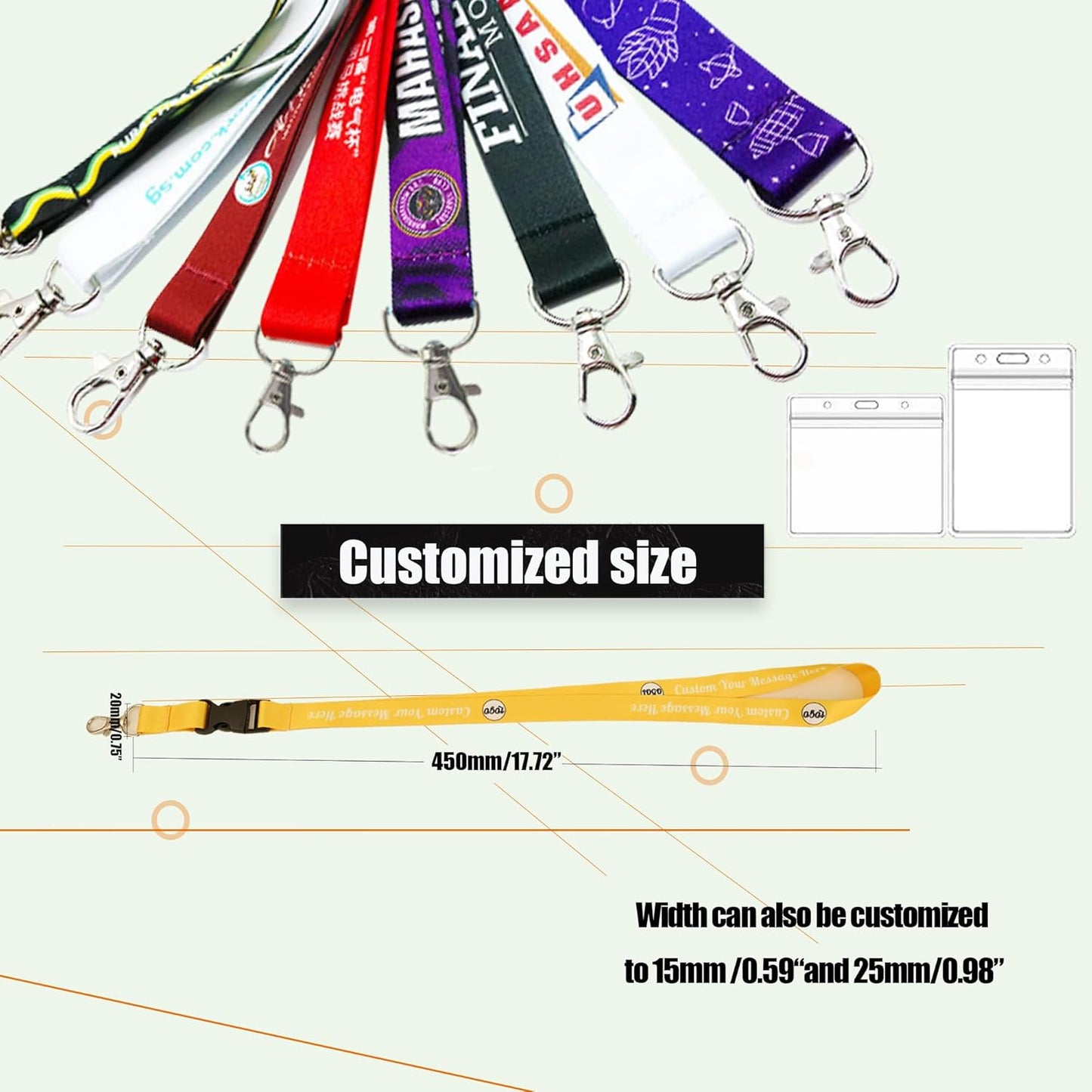 Custom Lanyards Bulk 50/100/5000PCS Custom Breakaway Lanyards with Text/Logo/Photo/Name, Personalized Neck Strap ID Badge Lanyard for Office Keys School Events, Quick Customization
