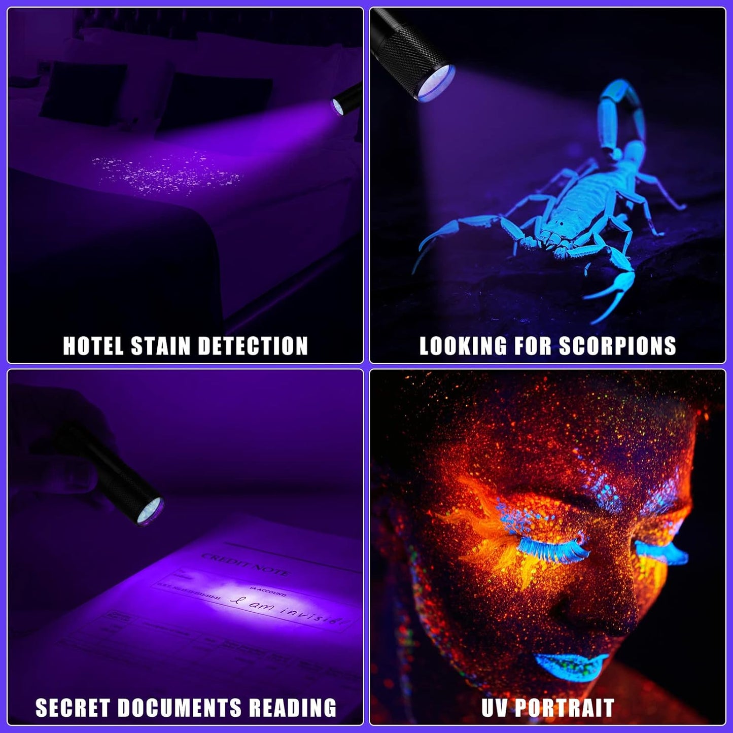 Hortsun Blacklight Flashlights Small UV Lights 395nm LED Portable Ultraviolet Light Detector Mini Flashlight Torch for Halloween Ghost Haunted House Dog Cat Pets Urine Stains Bed Bugs(20 Pcs)