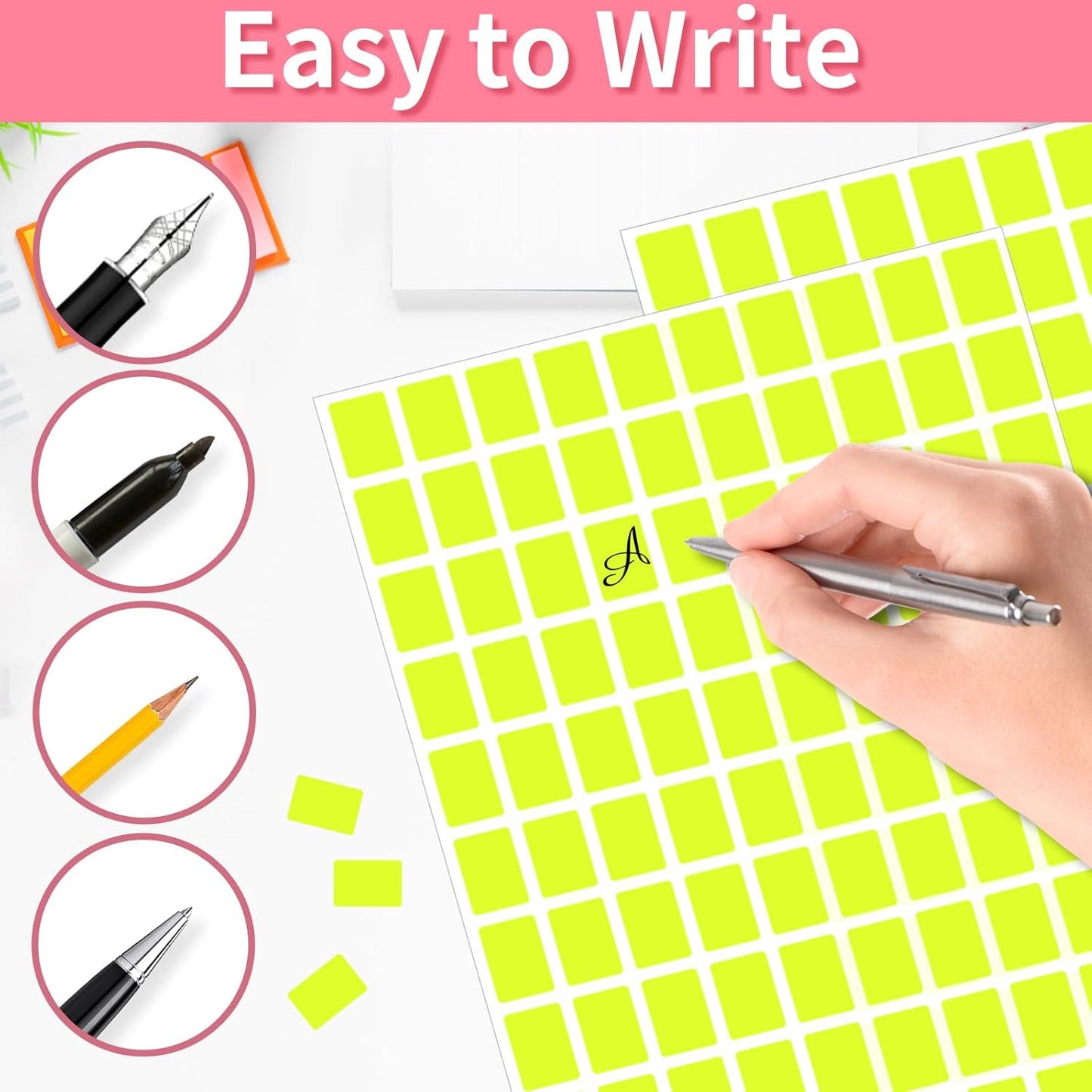 Starboling Color Coding Labels,3000 PCS 1/2" x 3/4" Fluorescent Yellow Rectangular Label,for Garage Sale,Price Tags,File Folder Tabs