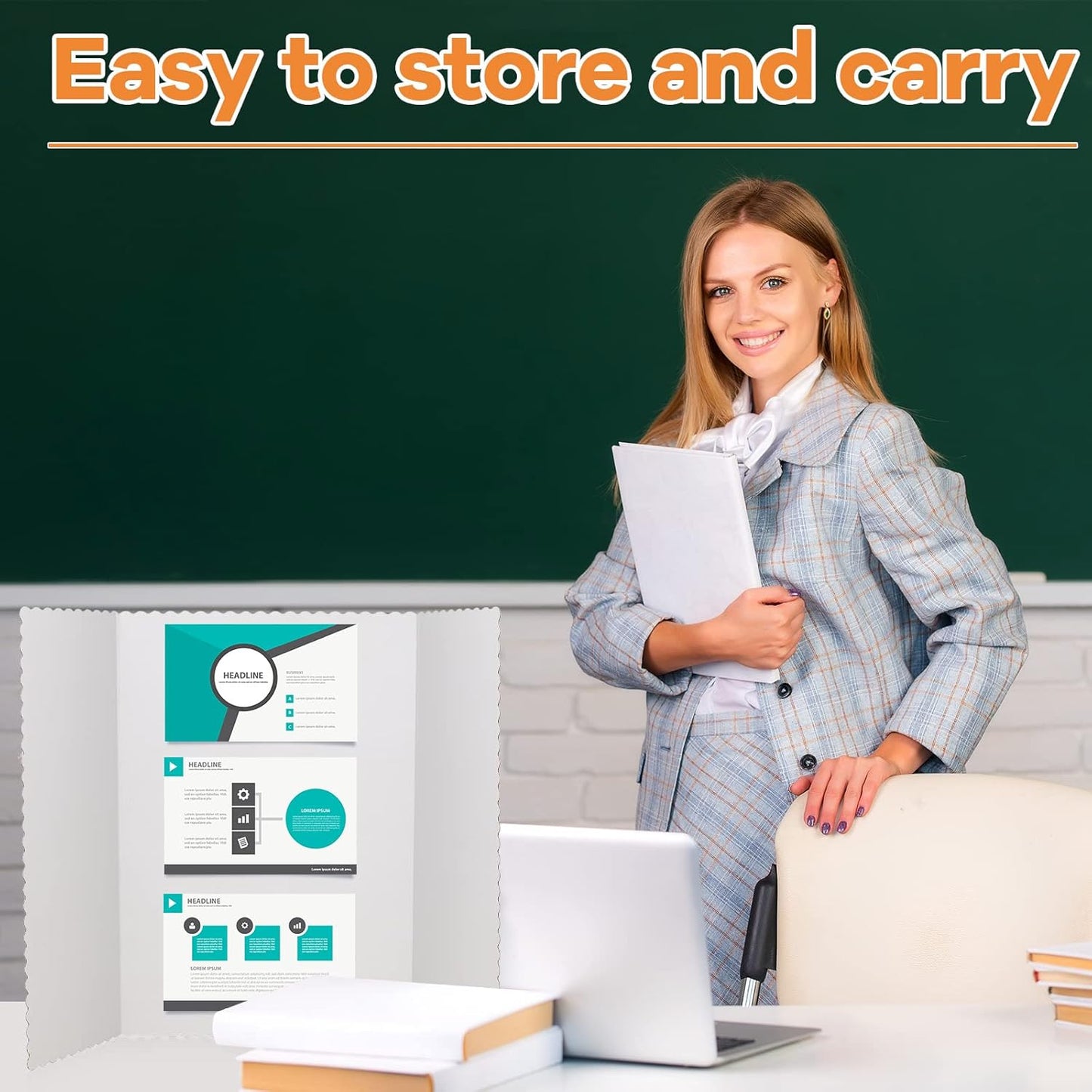 Ctosree 36 Pcs Trifold Poster Board Bulk 14 x 22 Inch Fold Presentation Display Science Project Board for School Workshop Business Projects Exhibition Supplies, White