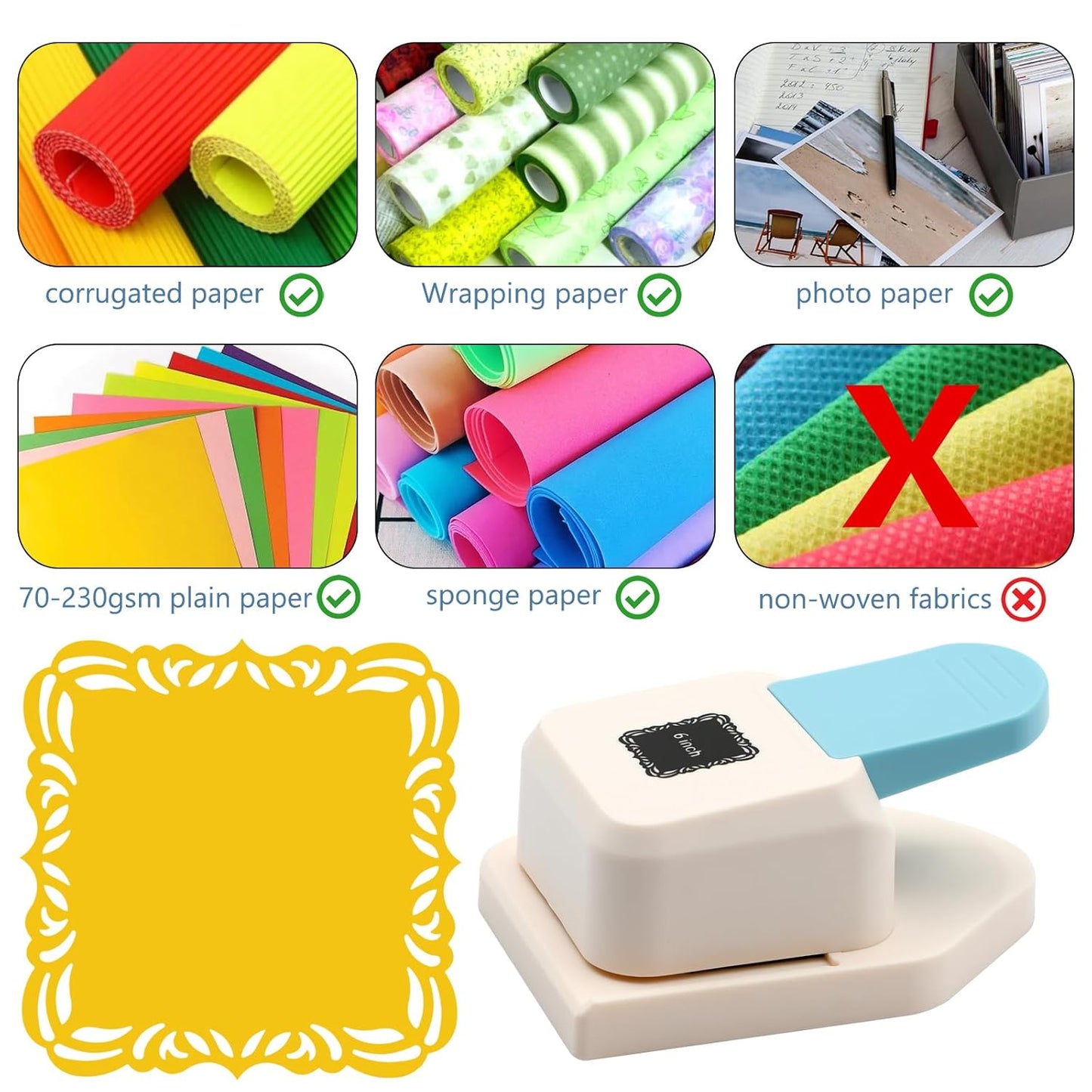 Paper Corner Punch Square Edge Pattern, Large Craft Corner Punch Paper Cutter Portable Corner Hole Punch for Srapbooking, DIY Crafts, DIY Crafts, Card Making