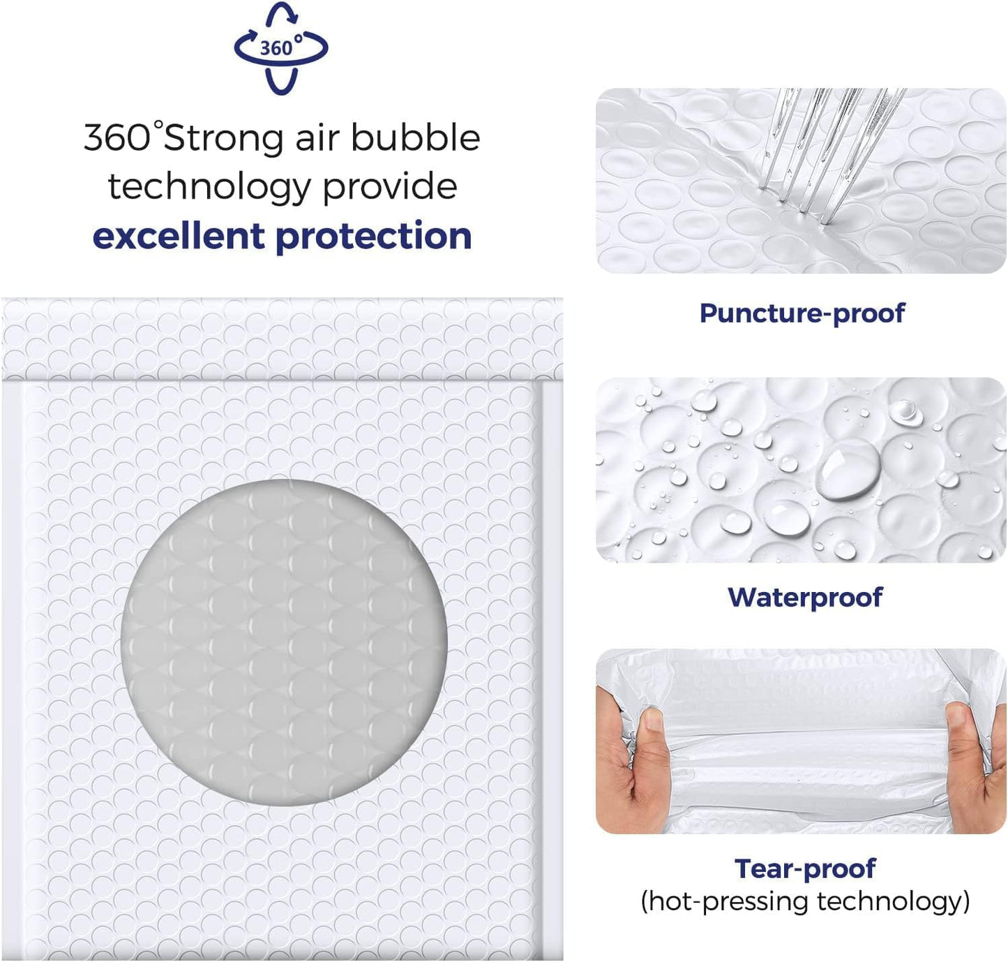 Fuxury 250 Pack White Bubble Mailers 8.5x12" Medium Opaque Bubble Envelopes Strong Adhesion Padded Mailer Thick Padded Envelopes Mailers for Small Business Mailing Books Clothes Makeup Supplies