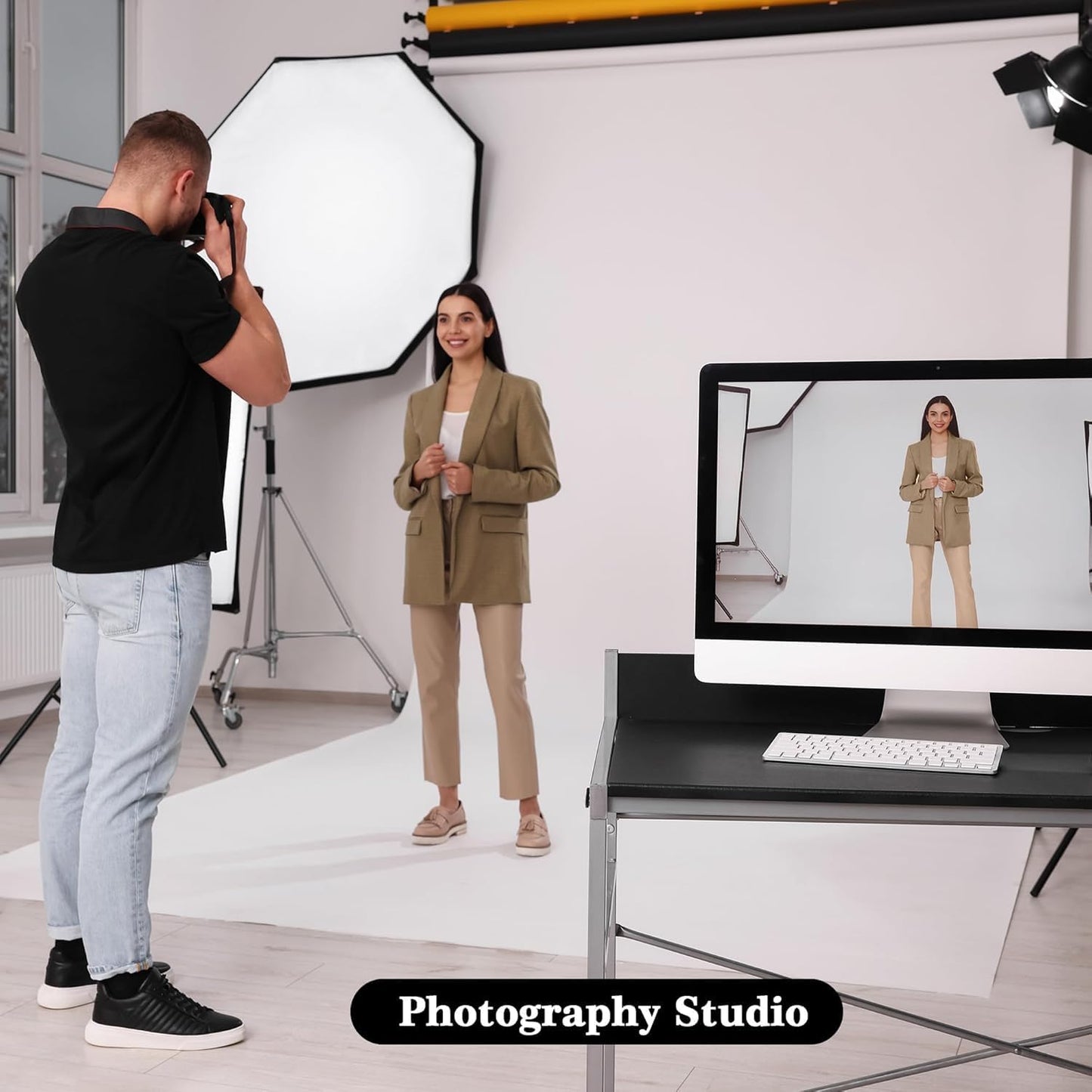 White Backdrop 6x8ft – Professional Photography Backdrop for Photoshoots, Studio & Portraits, Wrinkle-Free, Opaque, Machine Washable Polyester, Non-Fading, Reusable for Photo Background