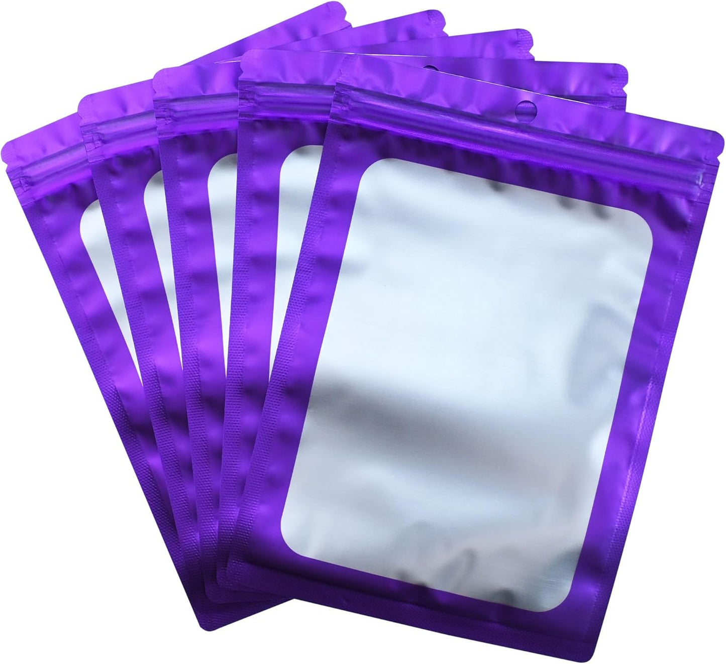 Resealable Mylar Pouch Bag Great for Office Home Party Favor Food Storage (100PCS, Purple Color, 4 x 6 inch)