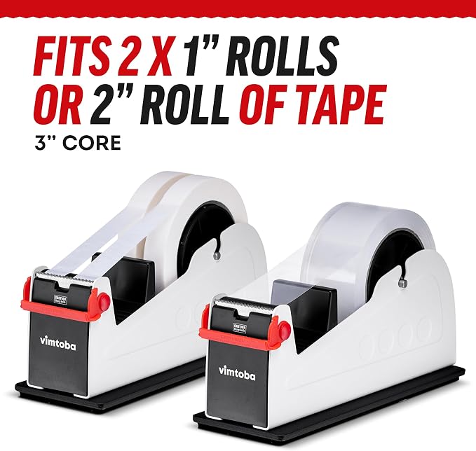 Heavy Duty 2-Inch Desktop Tape Dispenser, Dual Roll, Non-Slip Base - Image 2