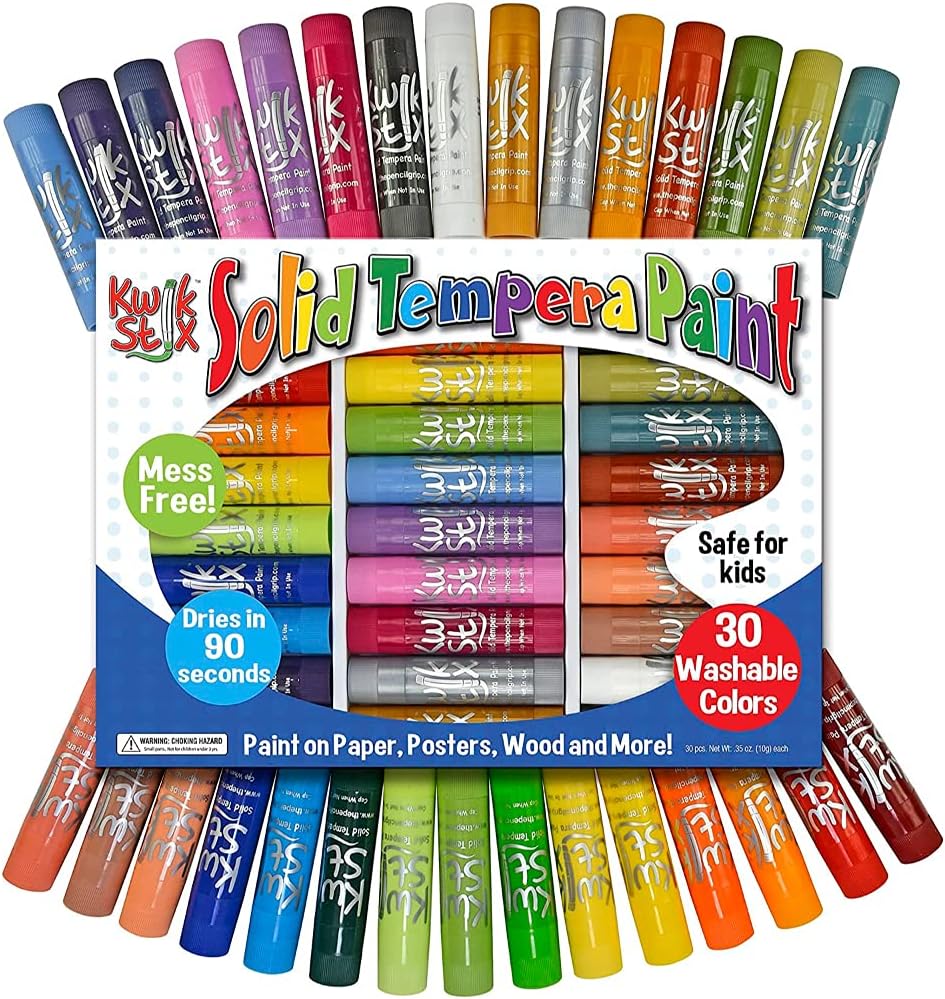 The Pencil Grip Tempera Paint, Art Set, Colors, 30 Count (Pack of 1), Assorted