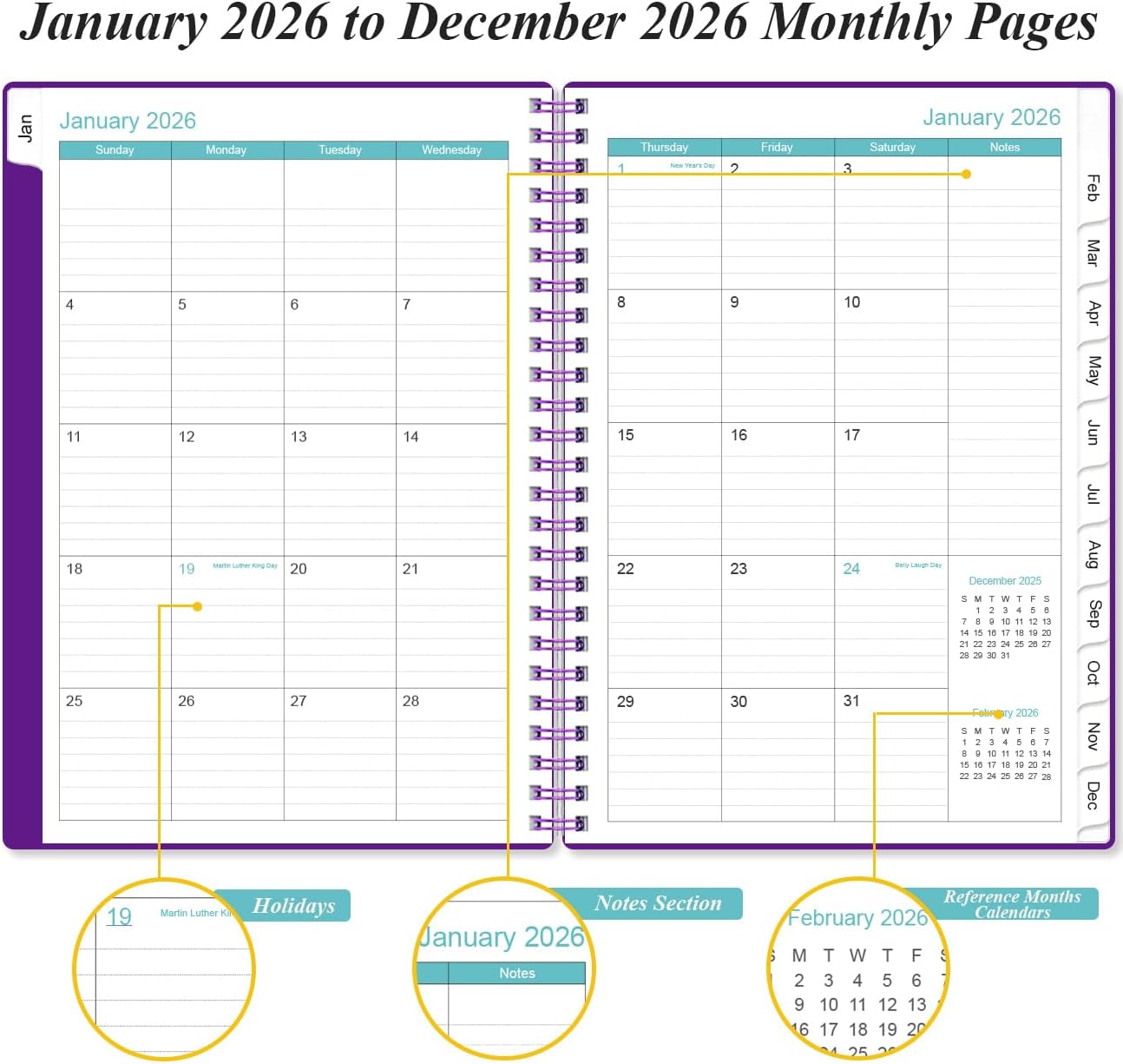 2026 Appointment Book & Planner - 2026 Daily Hourly Planner from January 2026 - December 2026, Weekly Appointment Book with 30-Minute Interval, Medium 6.4" x 8.5", Purple-B