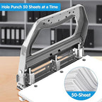 AFMAT 3 Hole Punch Heavy Duty, 9/32" Holes, 50-Sheet Hole Puncher 3 Ring - Image 2