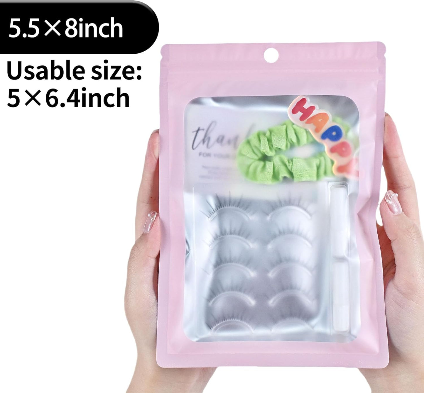 Resealable Mylar Pouch Bag Great for Office Home Party Favor Food Storage (100PCS, Pink Color, 5.5 x 8 inch)