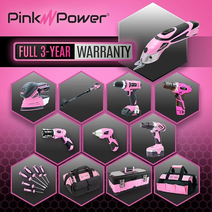 Pink Power Cordless Electric Scissors Fabric Cutter - Image 7
