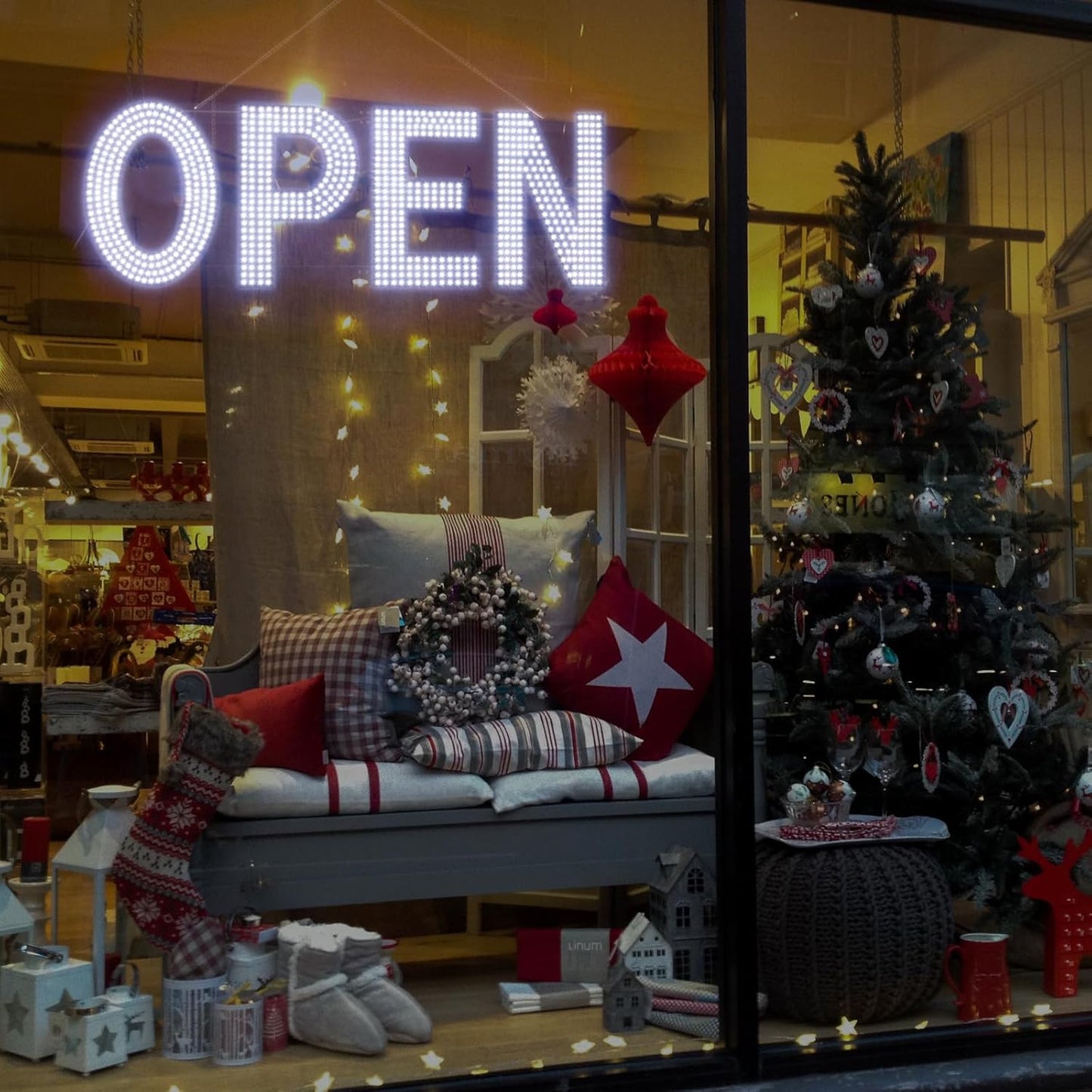 LED Open Signs for Business, 40"x14" Dimmable Large LED Open Light Up Sign with Hanging Installation for Salon Gym Cafes Store Office Bar Hotel Pubs (Cold White)