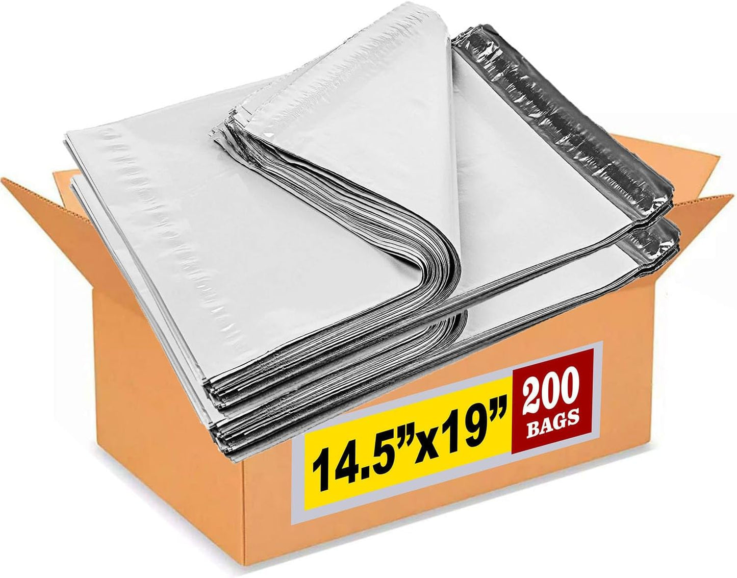 iMBAPrice 14.5x19 Inches White Poly Mailers, 200-Pack ML Size #6 White Color Poly Mailing Envelopes Bags, Self Seal Adhesive Waterproof and Tear Proof Plastic Packing Bag