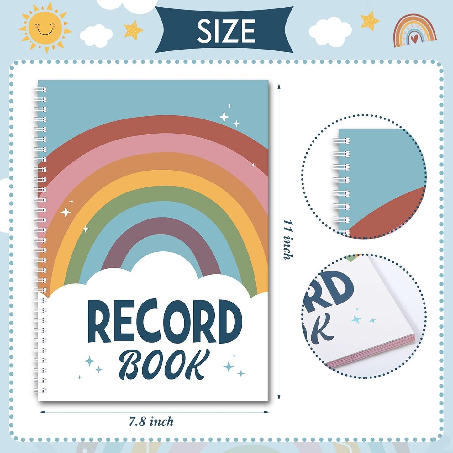Teacher Record Book Teacher Grade Books 2025-2026 Spiral Bound Record Class Grade Book Office Favors Gift for Classroom Attendance Supplies Decoration Double Sided(Rainbow)