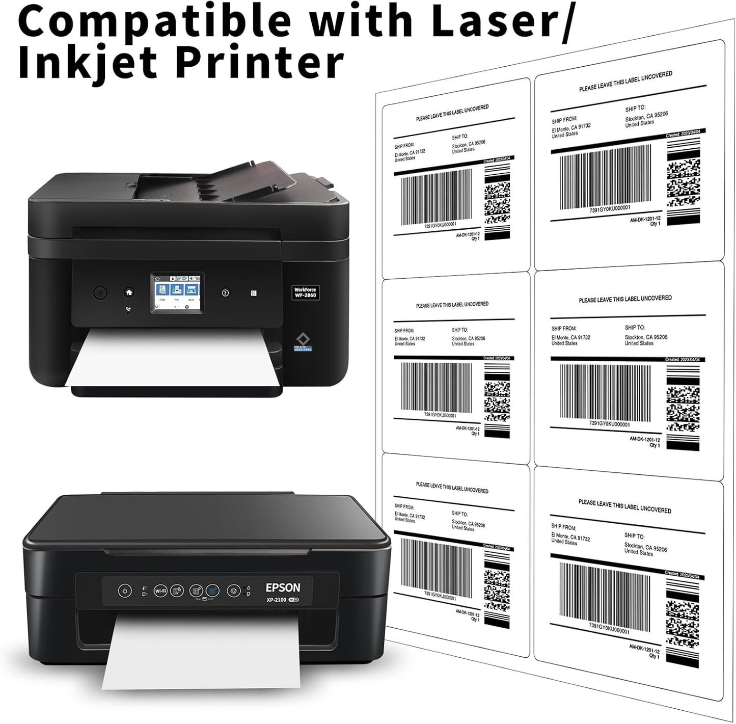 500 Sheets 3000 Labels Up Shipping Address Labels for Laser & Inkjet Printers, 3-1/3 6 per Page Printable Mailing Label, FBA Box Labels - Matte