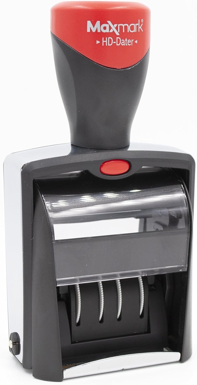 MaxMark Heavy Duty Date Stamp with 4-Line Custom Text, Self Inking Date Stamp - 2160 - Choose from Many Font and Color Options