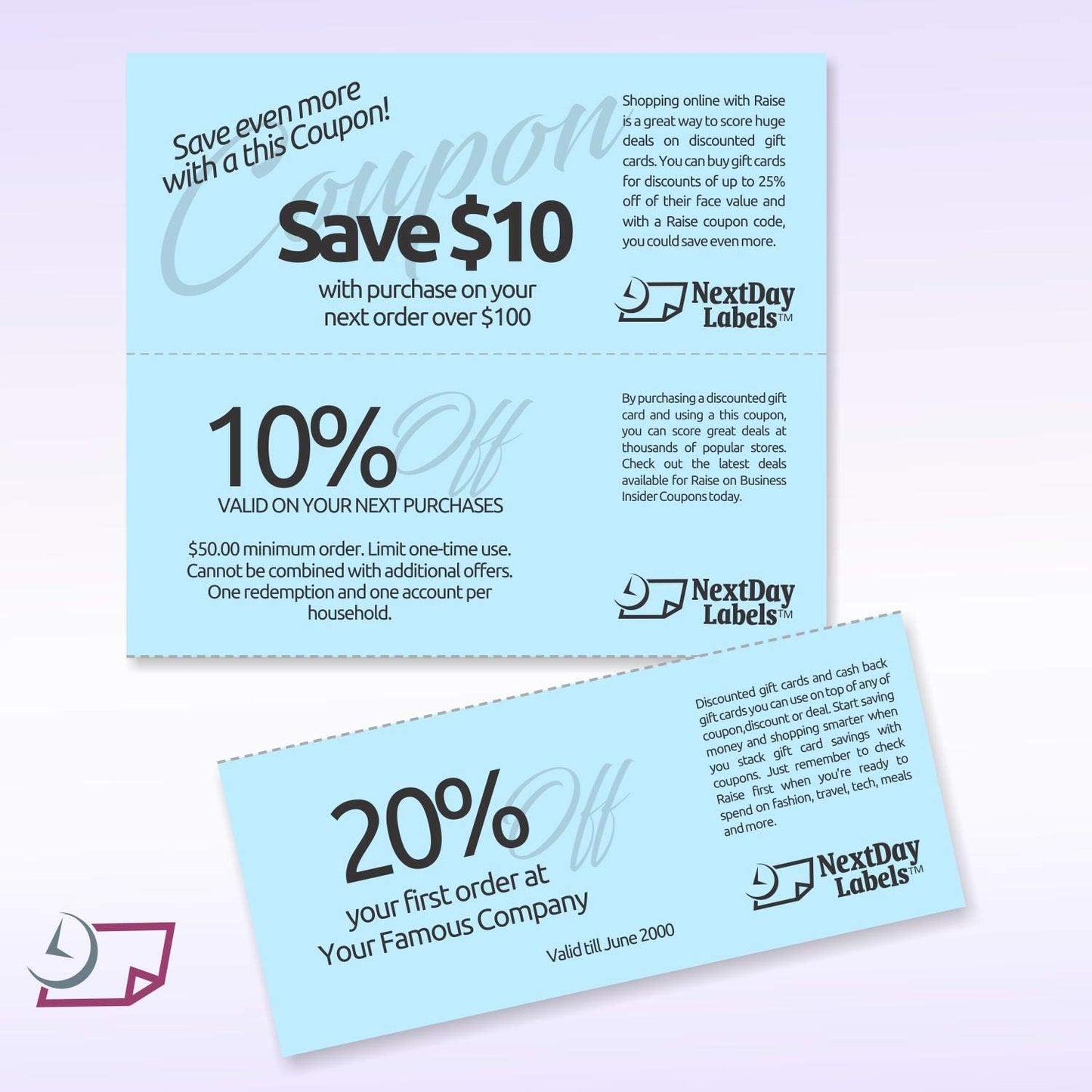 NextDayLabels - Pack of 500 Sheets, 8-1/2 x 11" Letter Size Perforated Paper (Blue, Perf @ 3-2/3" and 7-1/3")