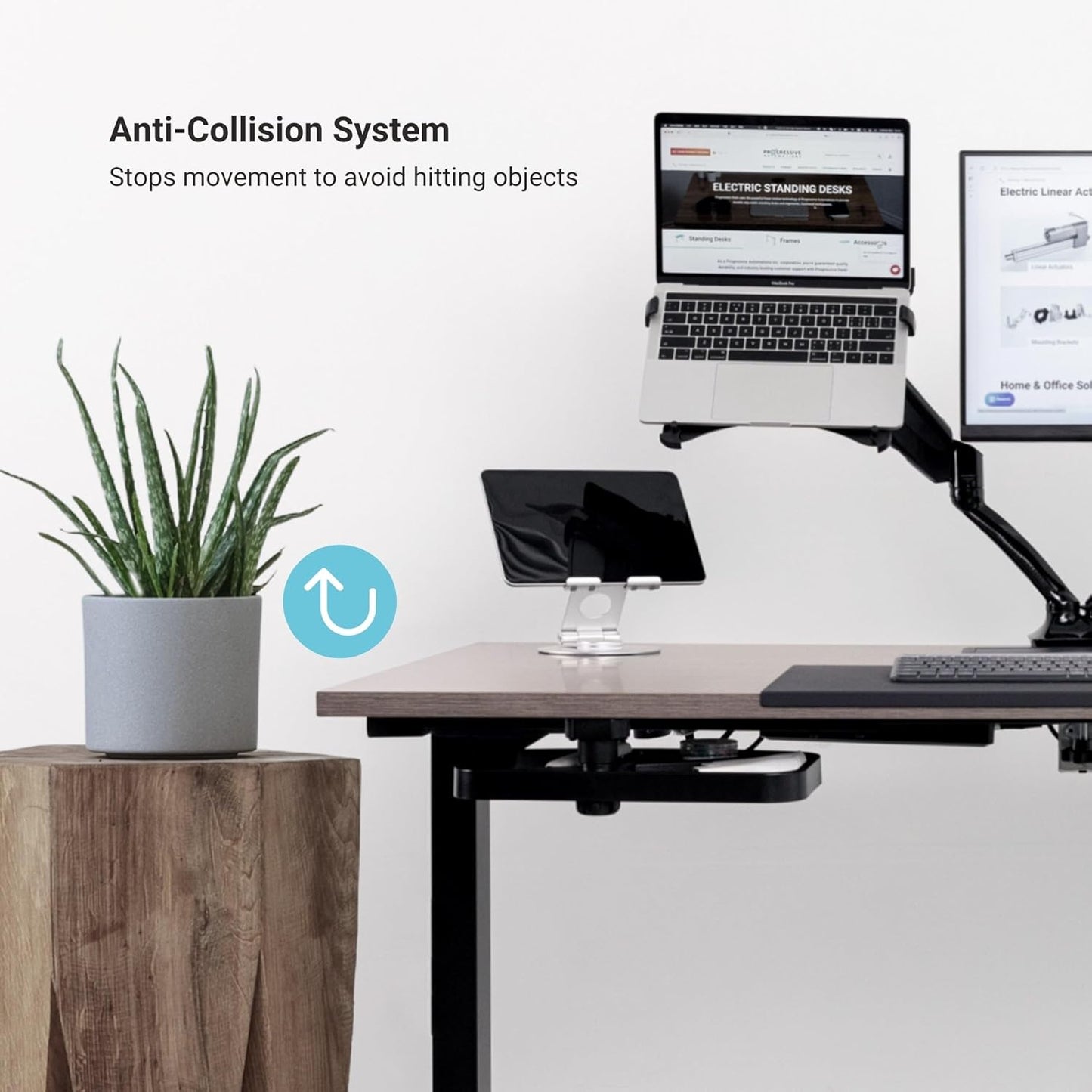 Progressive Desk Stand Up Height Adjustable Electric Standing Desk - 48" x 30" with Dual Motor, 3 Stages Sit Stand Table - Gray Oak, Black Frame