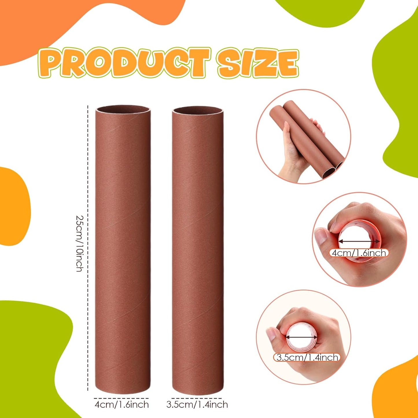 MotiMind 60 Pcs Cardboard Tubes for Craft 2 Size Empty Paper Towel Rolls Cardboard Toilet Paper Tubes Bulk for Classroom DIY Projects(Autumn,1.4 x 10 Inch, 1.6 x 10 Inch)