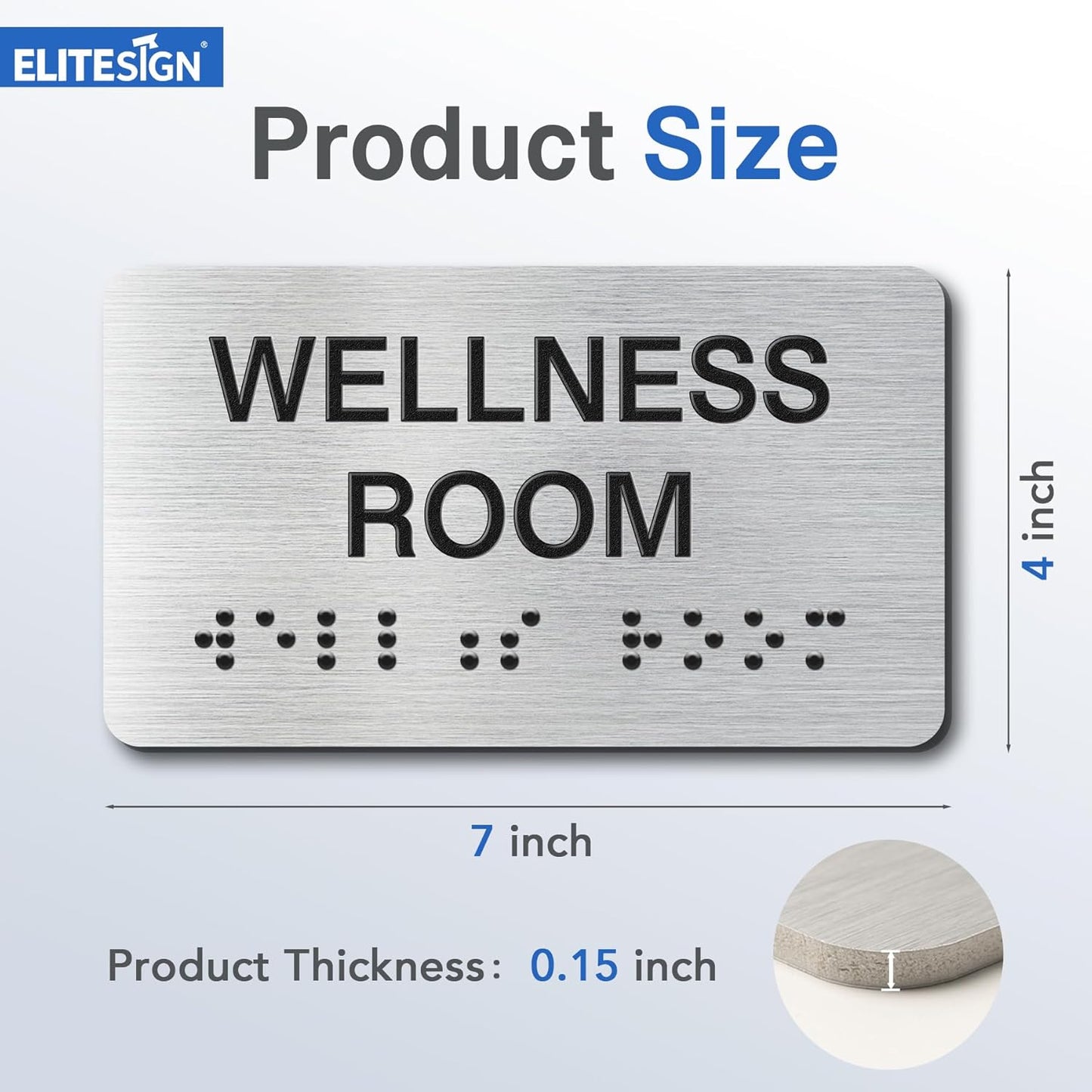 ELECTRICAL ROOM Signs with Raised Text & Grade 2 Braille, Brushed Aluminum/Silver Finish Easy Install with Double-Sided Tape, ADA Compliant Elevator Room Door Sign for Businesses & Offices