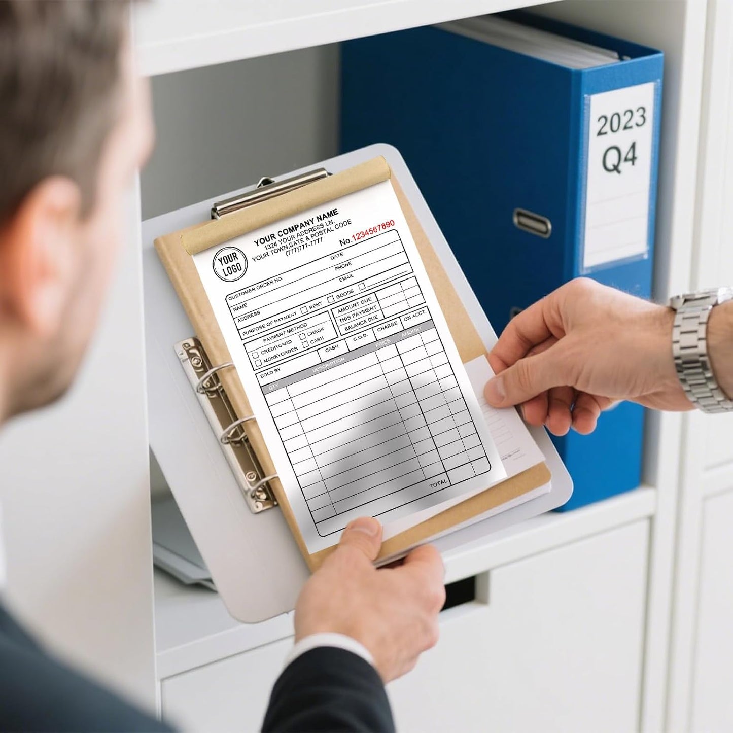 Custom 8.5" x 11" Invoices Receipts Carbonless Books in 3-Part Duplicate Personalized Company Address Name Phone Number 50 Sets