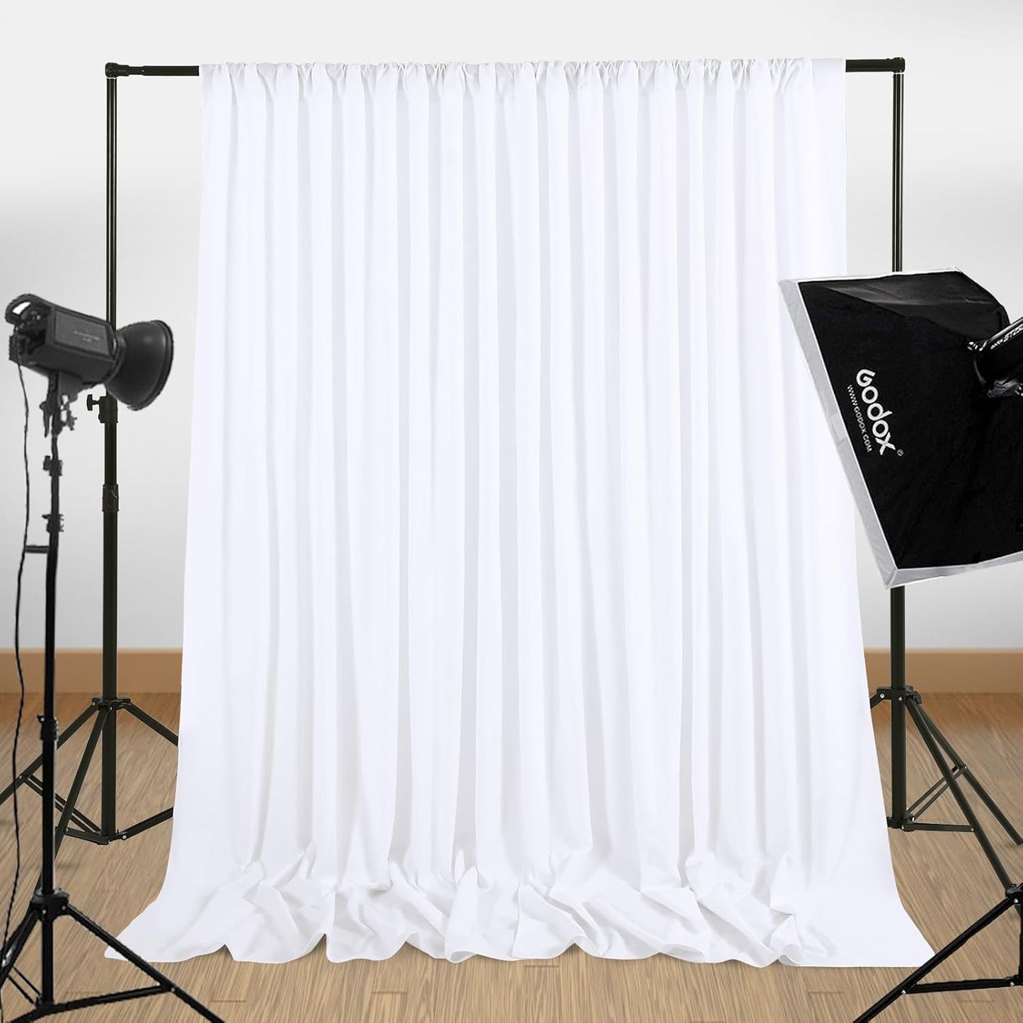 White Backdrop Curtains 4 Panels 5ft x 10ft Photo Polyester Backdrop Drapes for Wedding Party Background Decorations