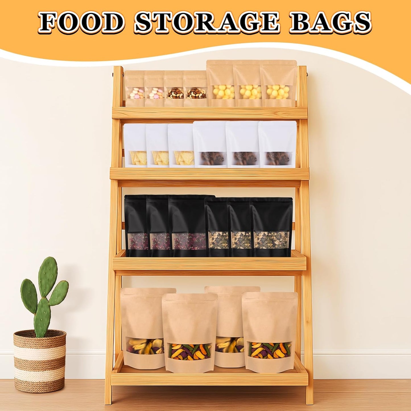 Smell Proof Bag, 100 Pack Mylar Bags for Small Business, Food Storage Bags with Window, Dog Treat Bag, Bakery Bags, Candy Packaging, Resealable Paper Stand Up Pouch (4.7"x7.9")