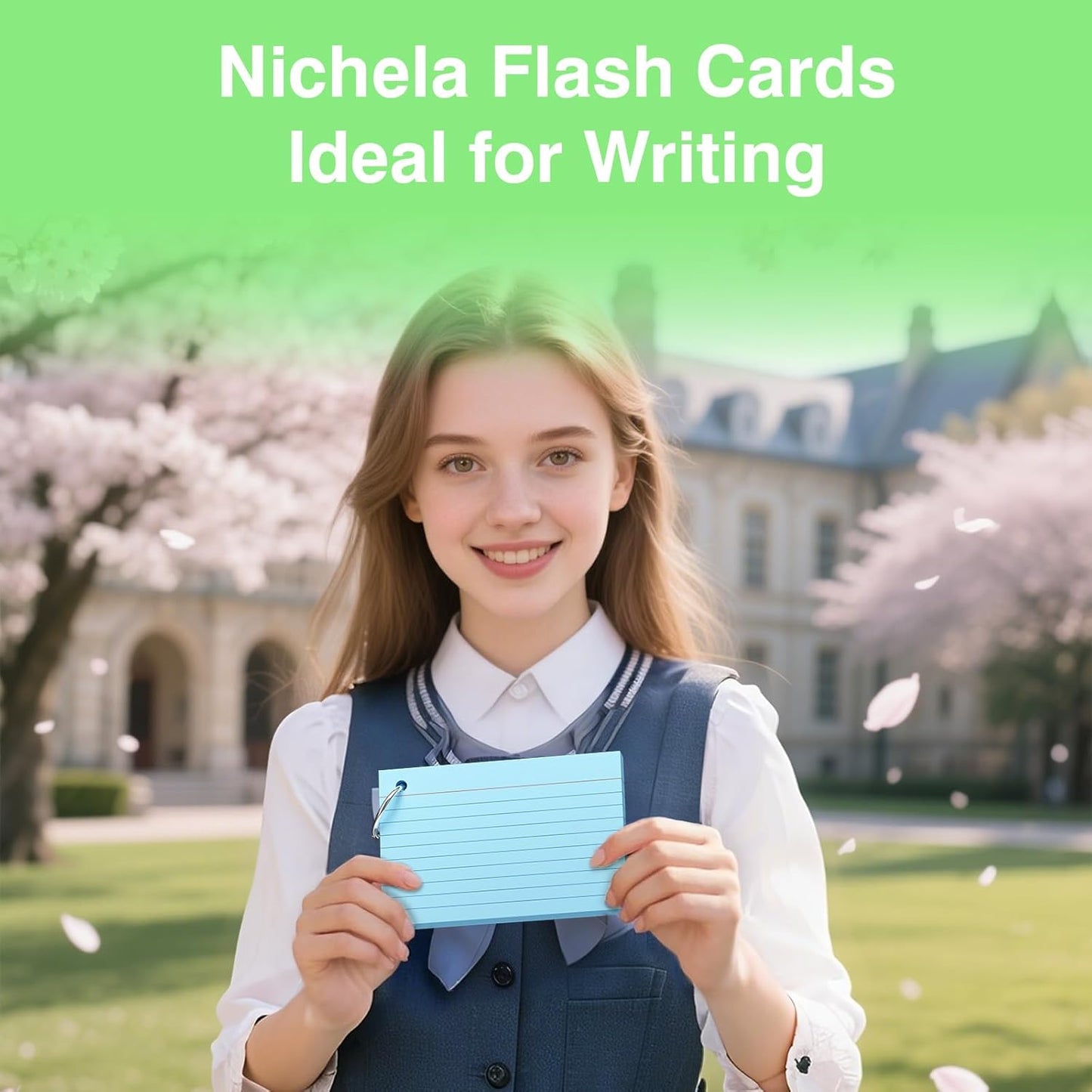 250 Count Blue Index Cards with Ring 3 x 5 Inch Heavyweight Ruled Index Cards, Flash Cards for School & Office Supplies and Home Organization, Durable Study To Do List Note Cards with Ruled Lines