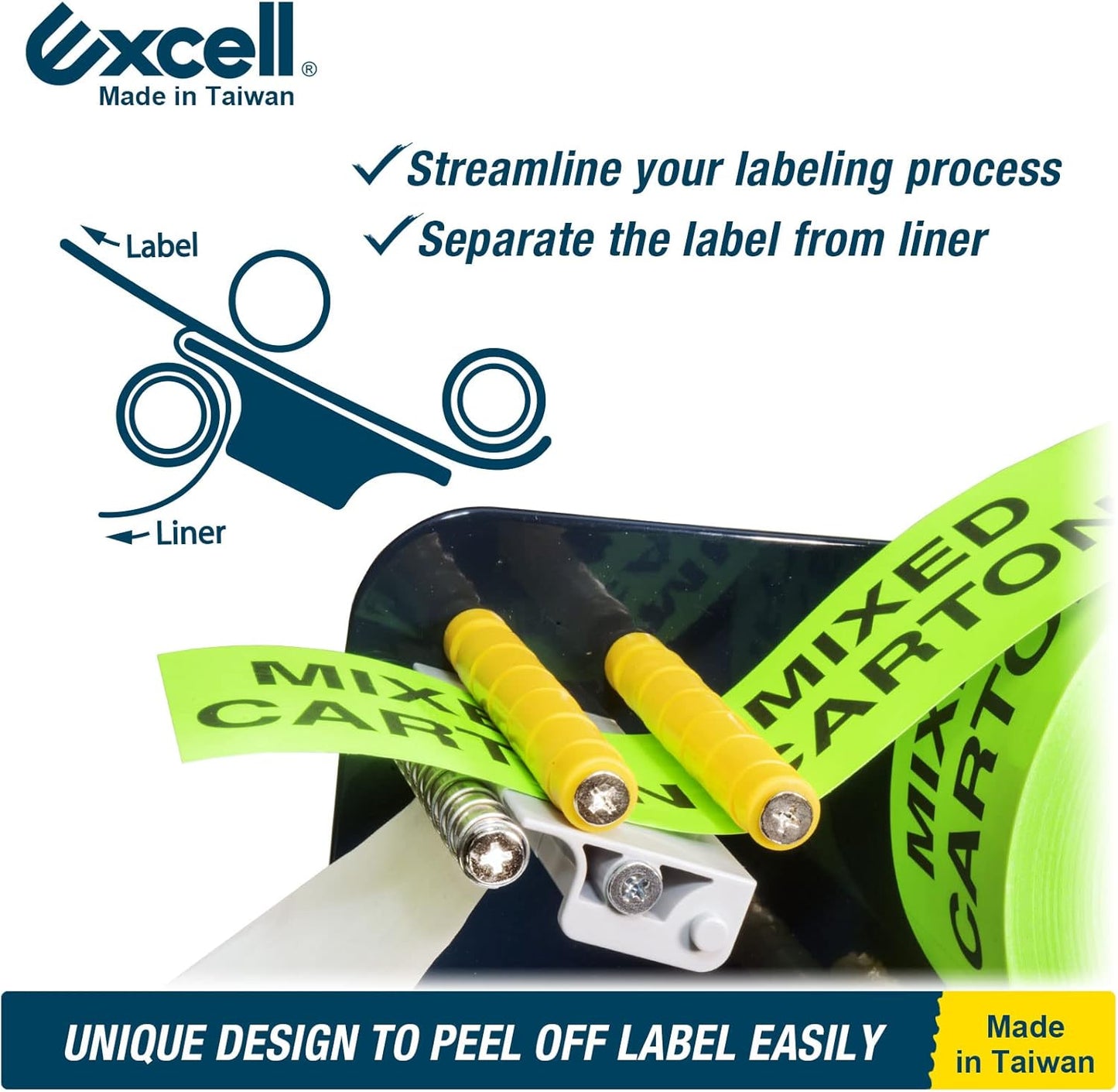 Excell LD-318 Manual Metal Label Dispenser for 3" Labels, Pull-and-Take Design, Non-Slip with 4 Suction Cups, Durable Metal Construction, Includes Dispenser (3" Wide, 3" Core)