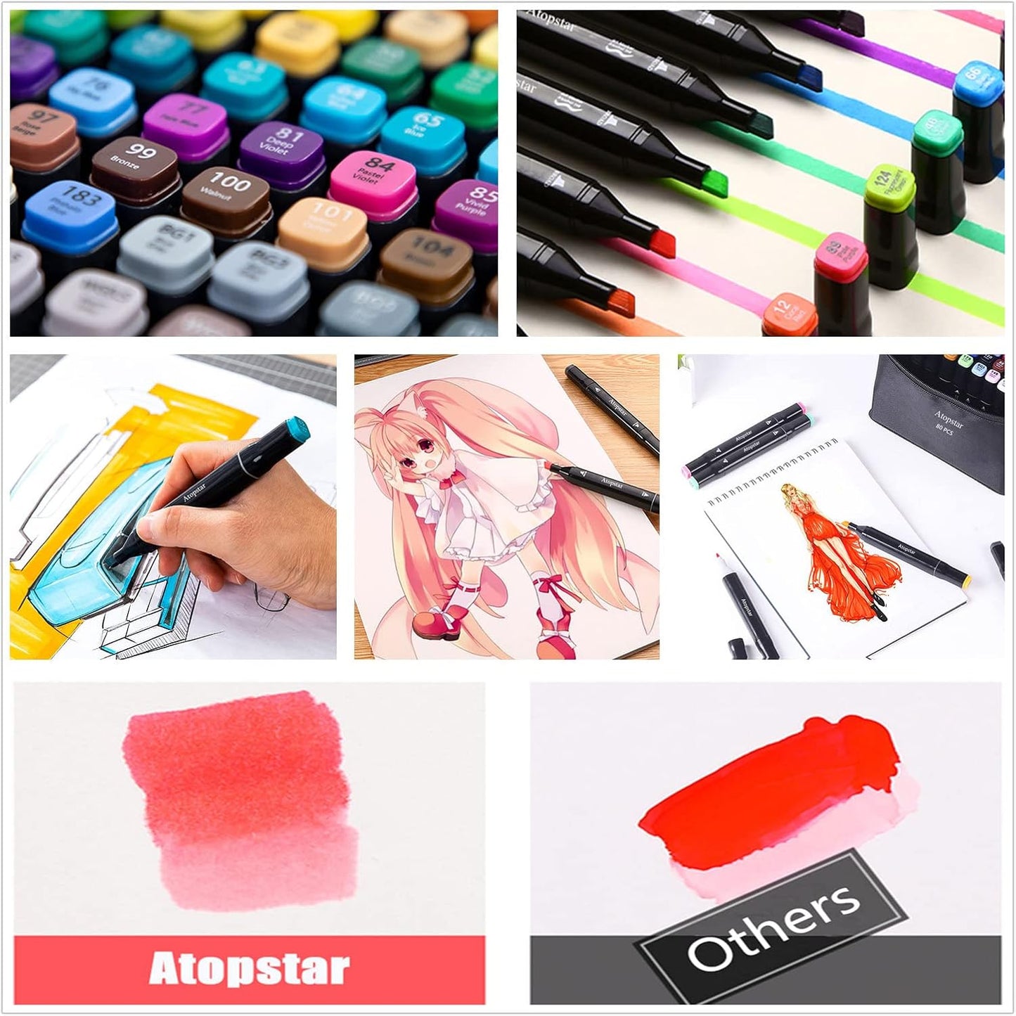 168 Colors Alcohol Markers Artist Drawing Dual Tip Marker Pen for Adult Coloring Painting Supplies Perfect for Boys Girls Students Adult(168 Black Shell)