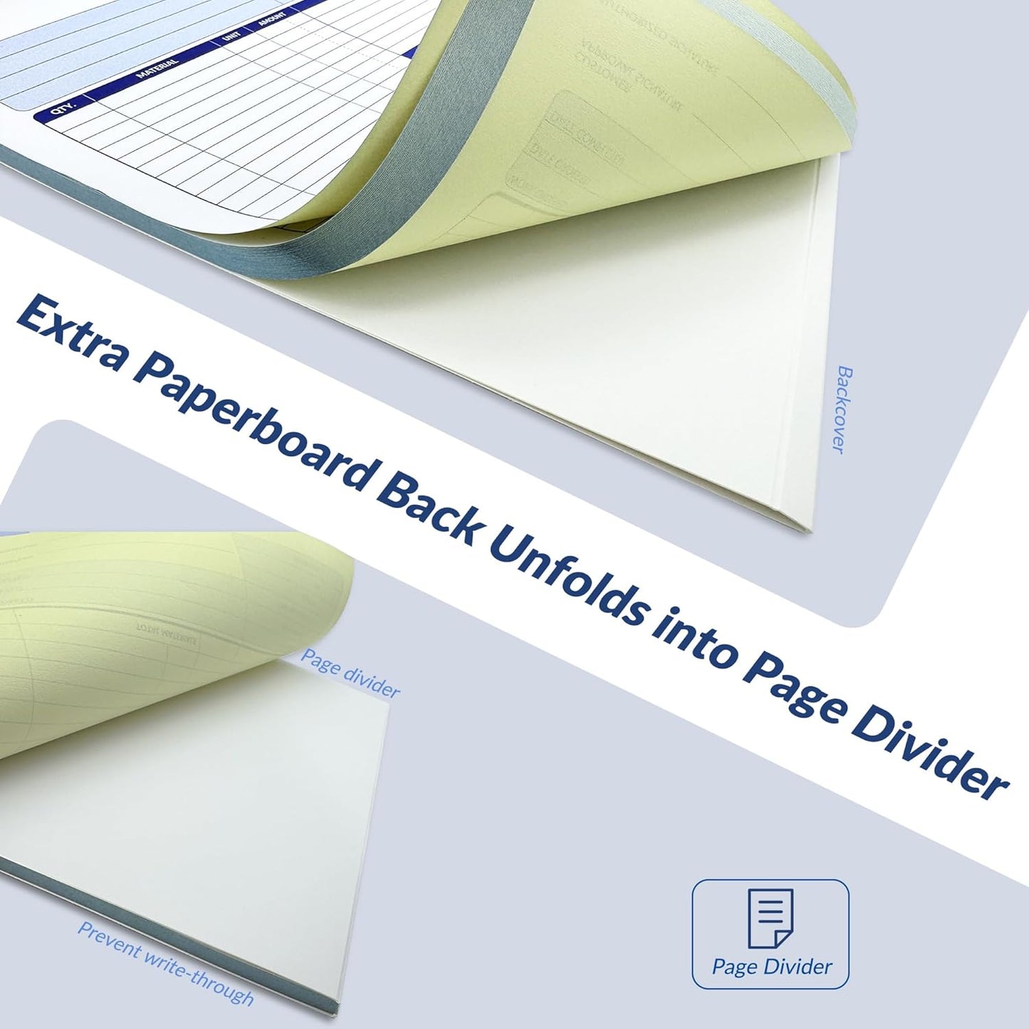 Job Work Order Forms, Large Size Contractor Invoice Book 8-1/2" x 11-7/16", Invoice Receipt Book for Small Business, 2-Part Carbonless Forms, 100 Sets (2 Books)