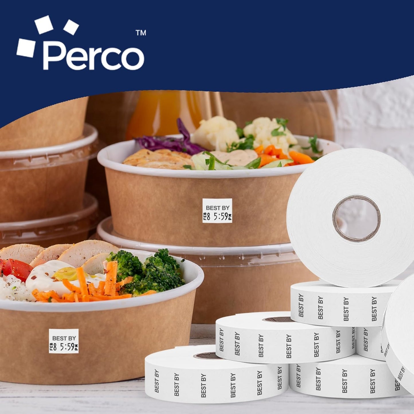 Perco Best by Labels for Monarch 1136 Price Gun - 8 Rolls, 14,000 Marking Labels