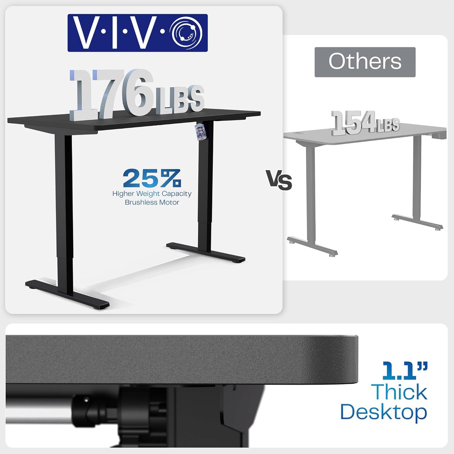 VIVO Electric 43 x 24 in Standing Desk, Memory Height Adjustment, 1B Series, One-Piece Dark Walnut Top, Gray Frame, DESK-KIT-1G4D