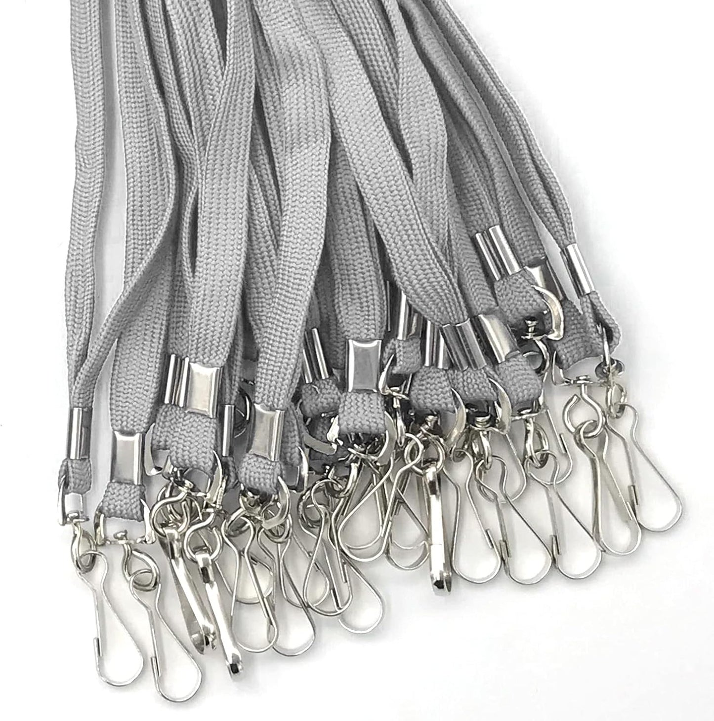 Beebel Lanyards 100 Pack Gray Lanyard with Swivel Hook Clips for ID Name Badge Holder (Gray, 100 Pack)