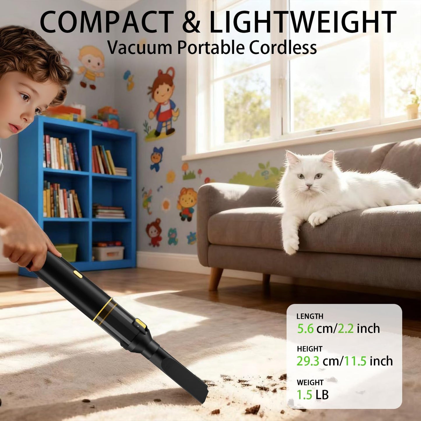 Cros 4-in-1 Mini Cordless Vacuum Cleaner, 21kPa Powerful Suction, Portable Handheld Vacuum for Car & Home, Type-C Rechargeable, Compact & Lightweight