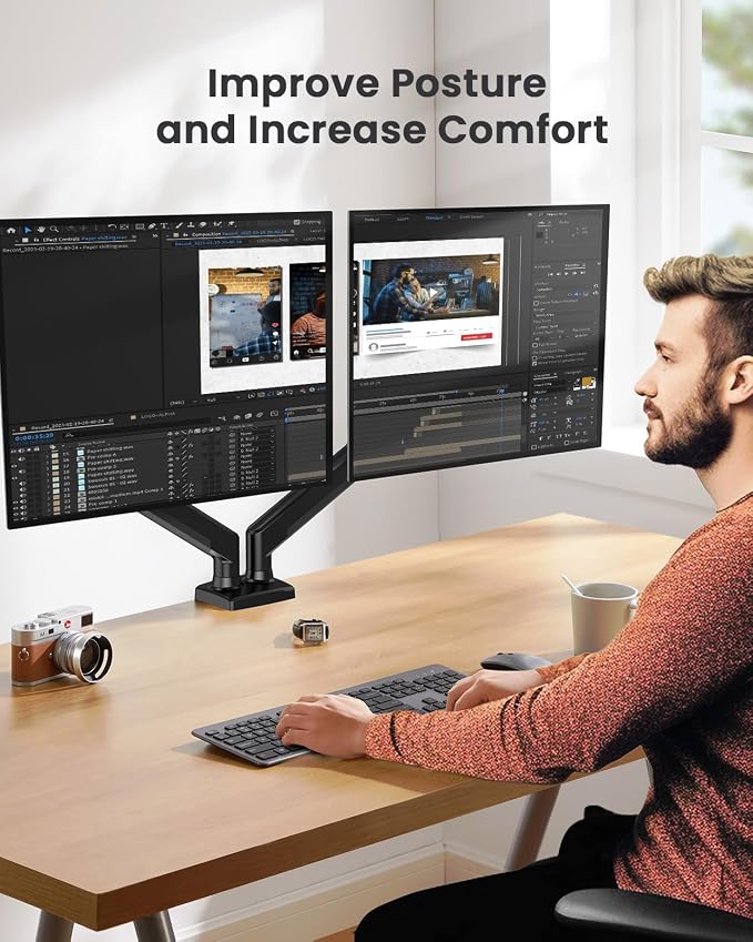 ErGear Dual Monitor Stand up to 33 inches Screen, Load-Bearing Max 22 lbs Each - Image 7