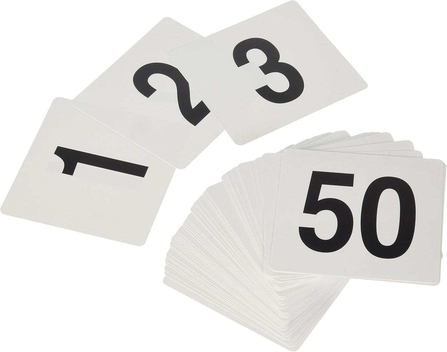New Star Foodservice 23176 1 to 50-Double Side Plastic Table Numbers, 4 by 4 Black on, White