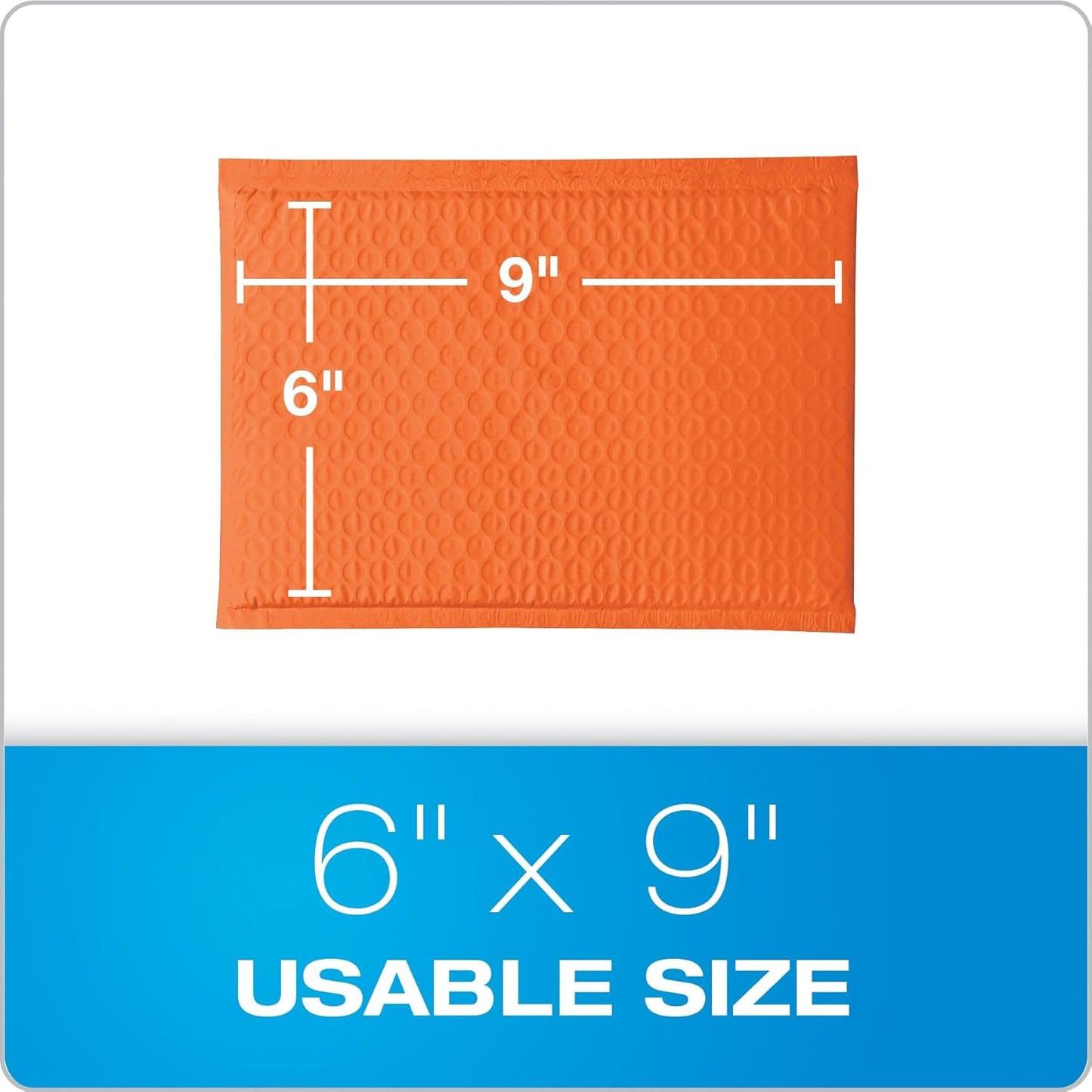 Quality Park Bubble Mailers, 6 x 9 Shipping Envelopes, Water Resistant Orange Poly Padded Envelopes, Redi-Strip Peel Off Closure, 50/Box (QUA85863)