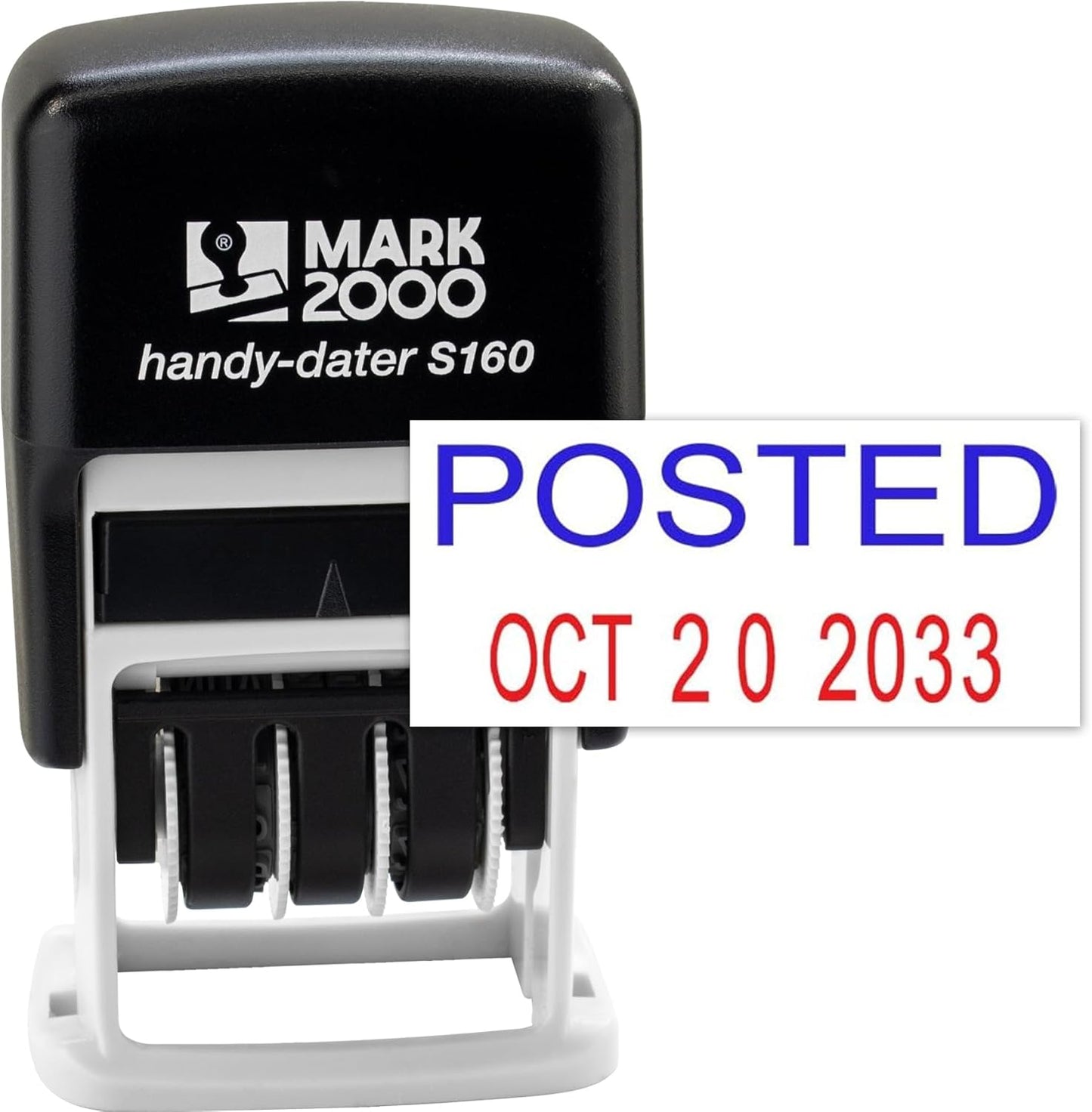 Mark 2000 Self-Inking Rubber Date Office Stamp with Posted Phrase Blue Ink & Date RED Ink (Handy-Dater S160), 12-Year Band